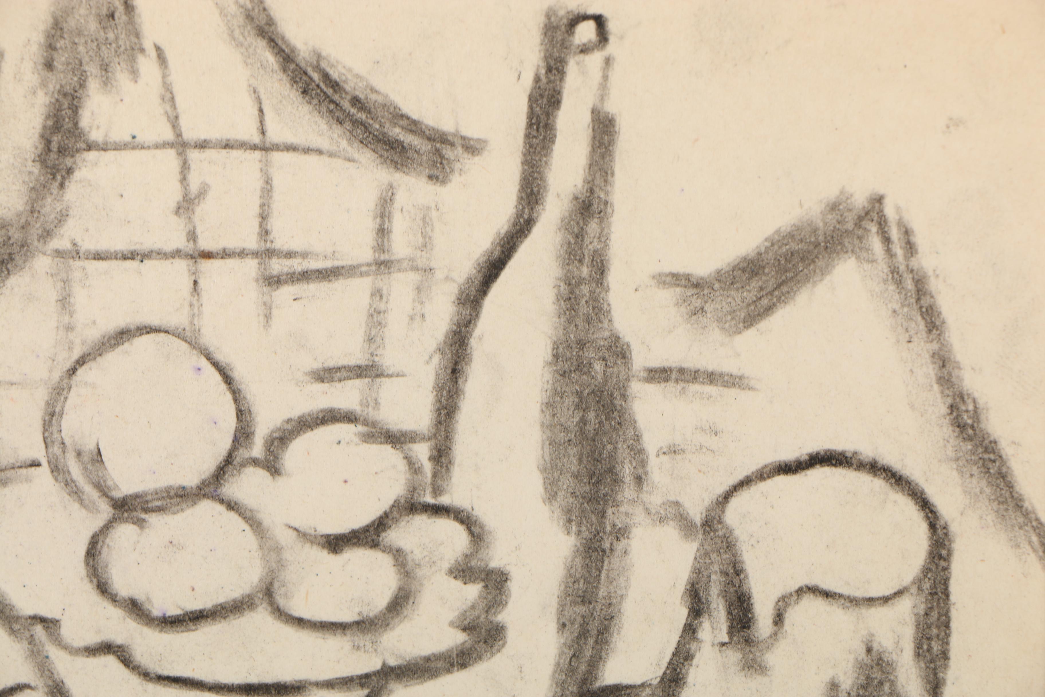 Edgar Yeager Still Life Charcoal Drawing, 1928