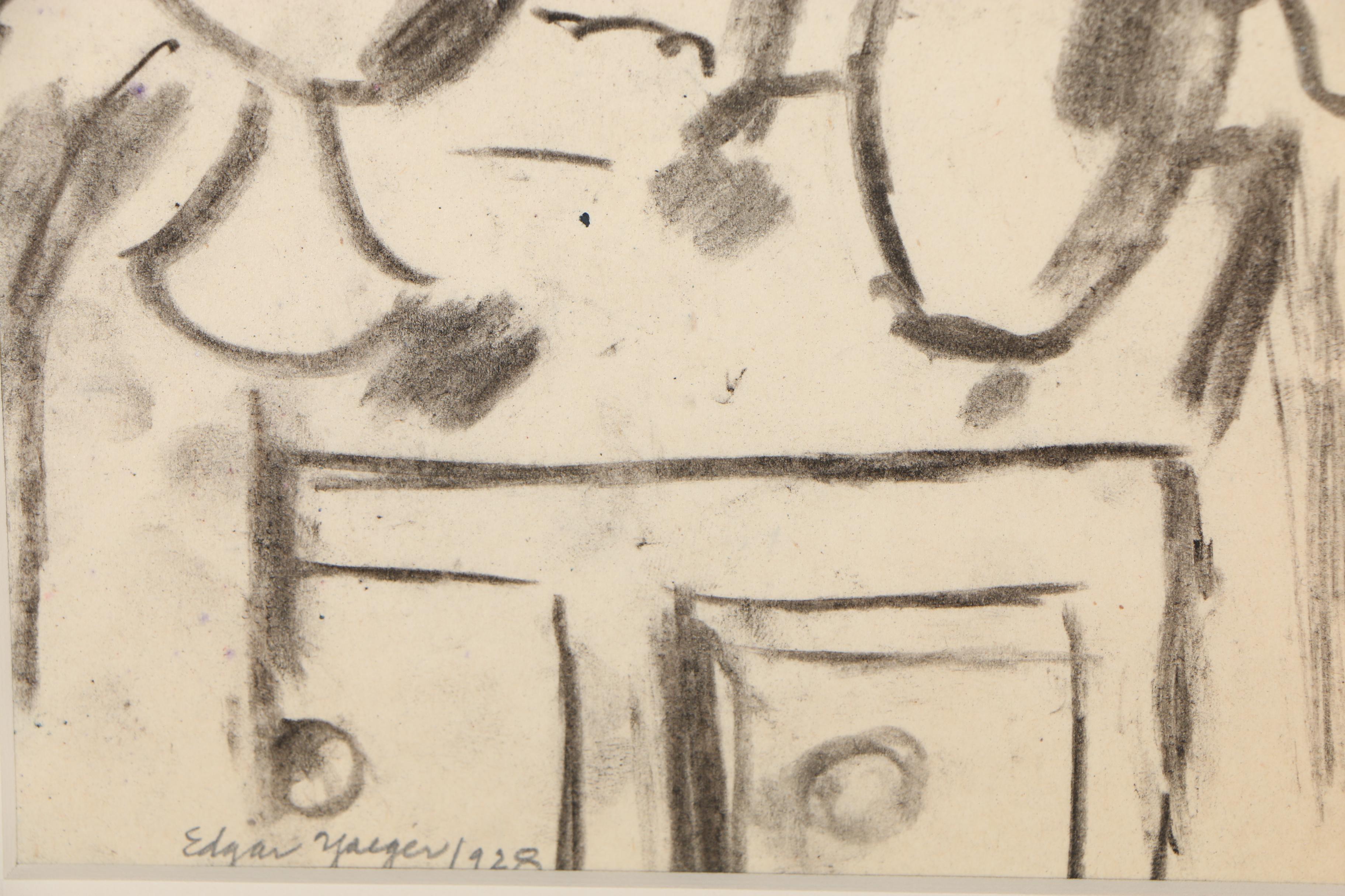 Edgar Yeager Still Life Charcoal Drawing, 1928