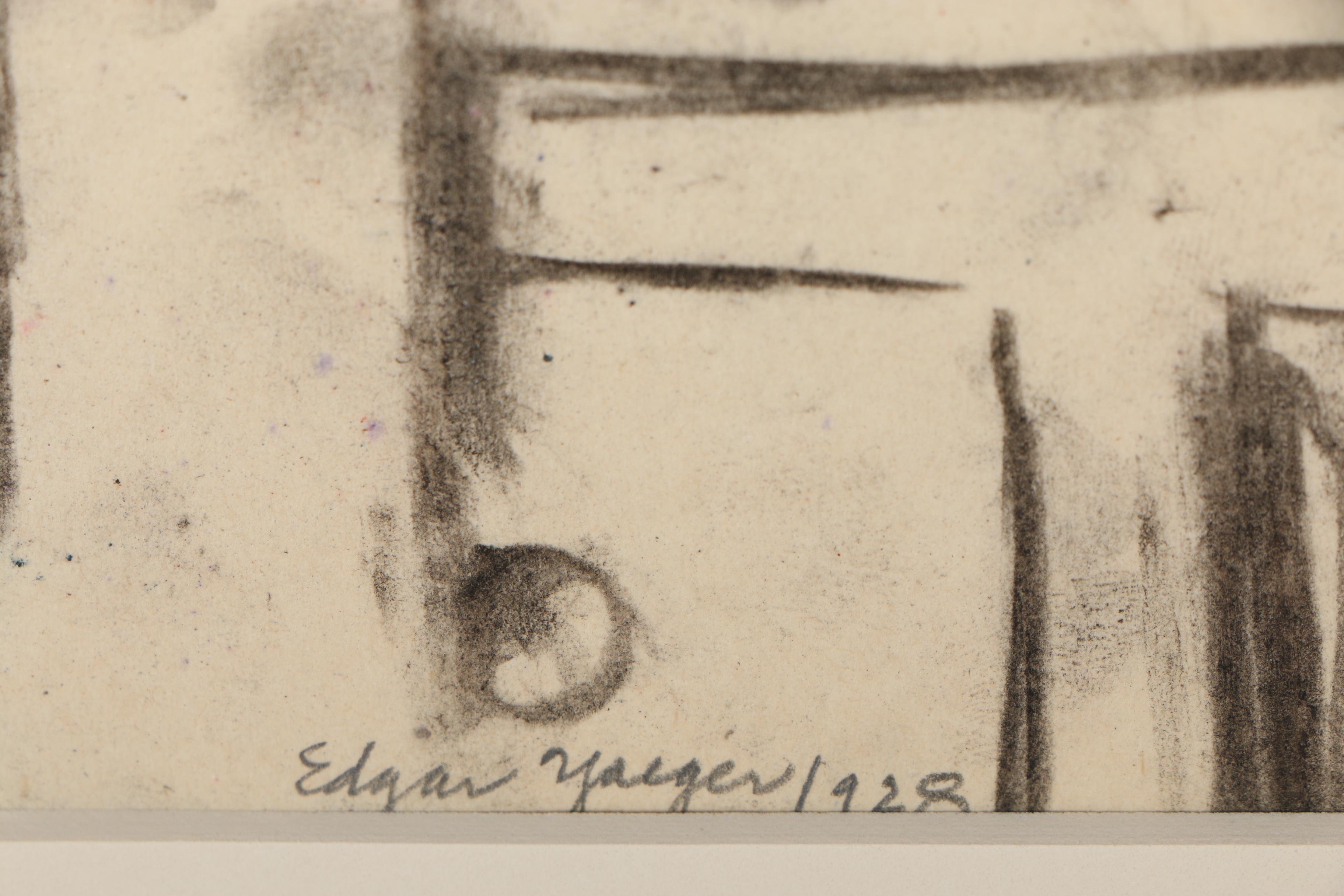 Edgar Yeager Still Life Charcoal Drawing, 1928