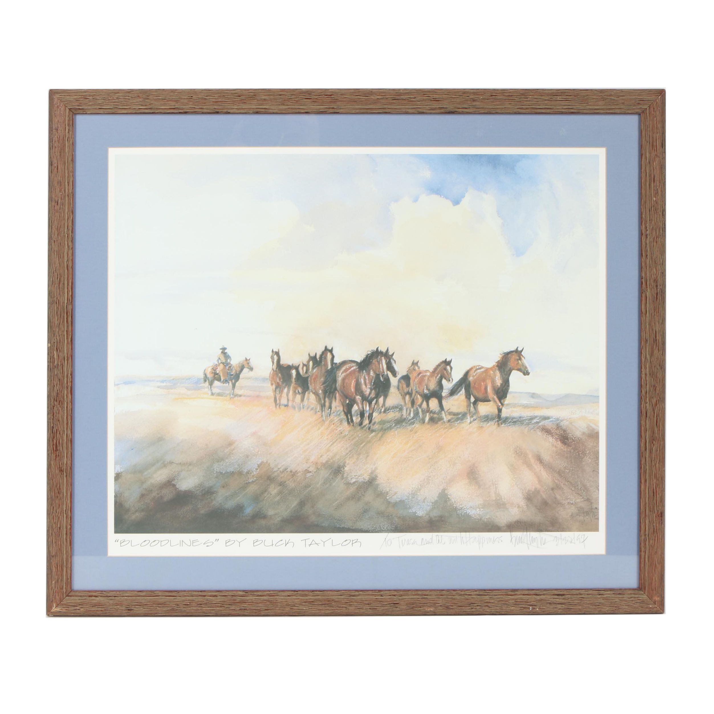 Buck Taylor 1997 AQHA Offset Lithograph Poster "Bloodlines"