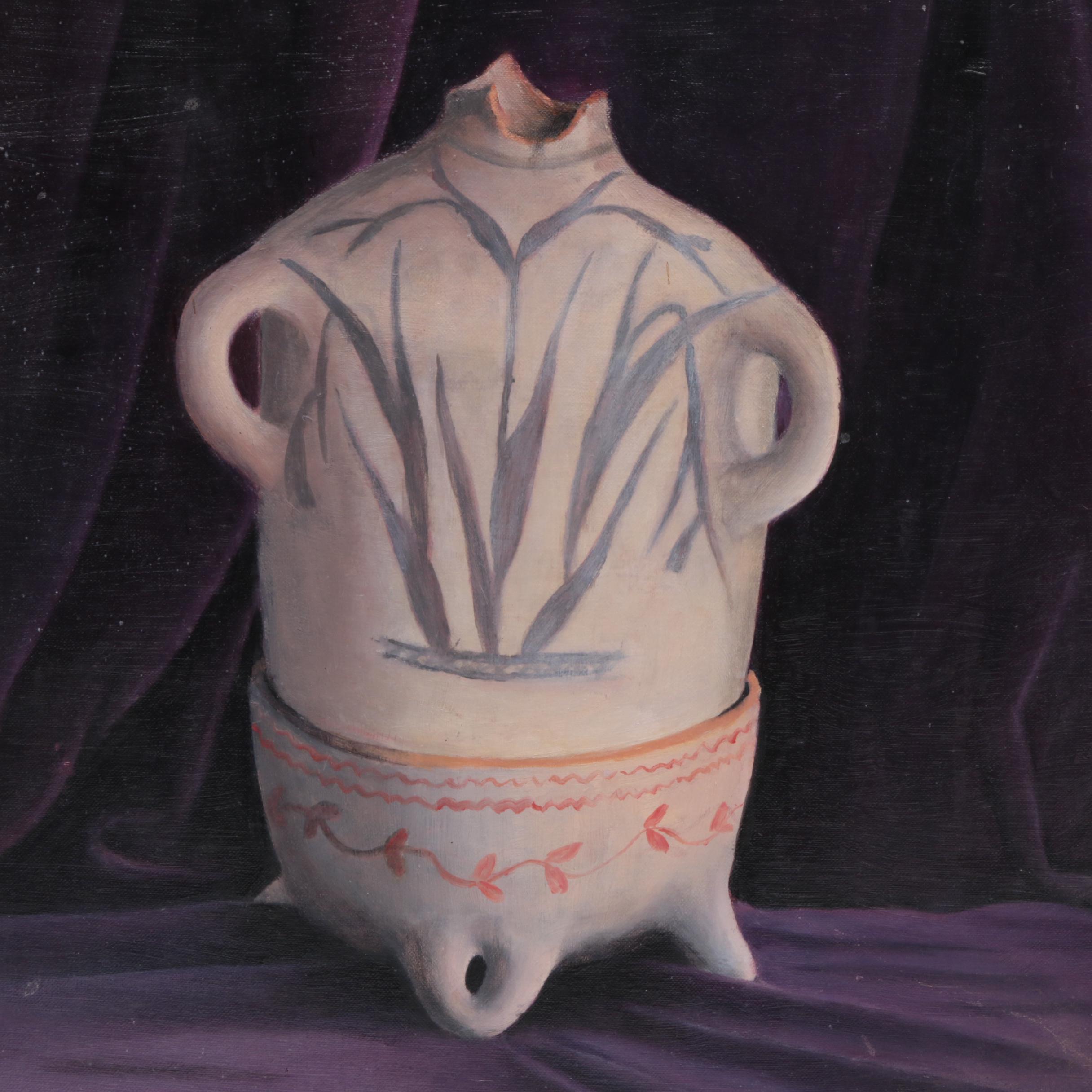 Maraget Magill Hodge Still Life Oil Painting of Native American Artifact