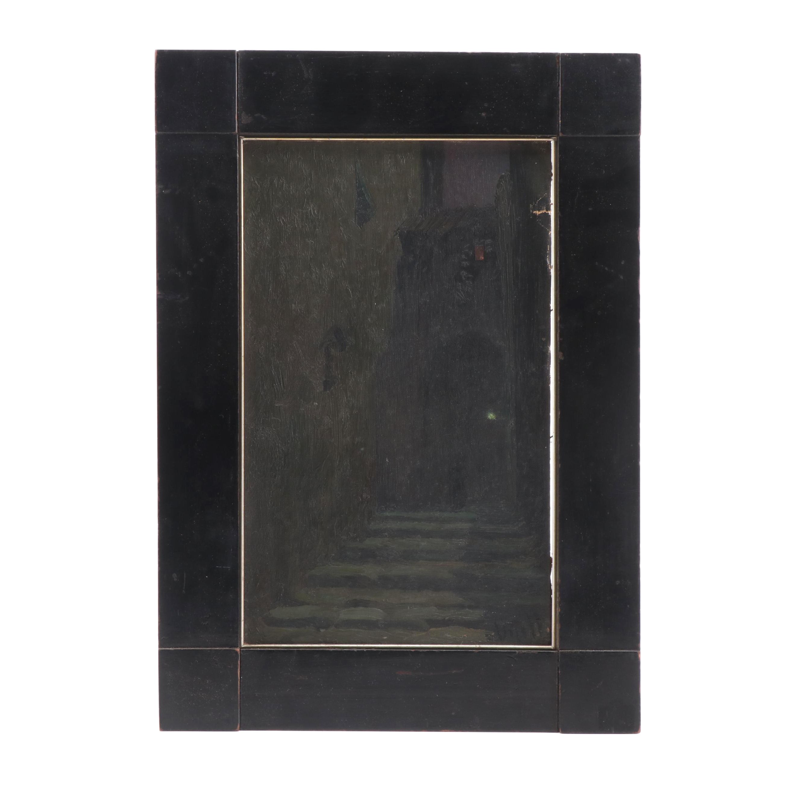 Modest Urgell Oil Painting Evening Street Scene