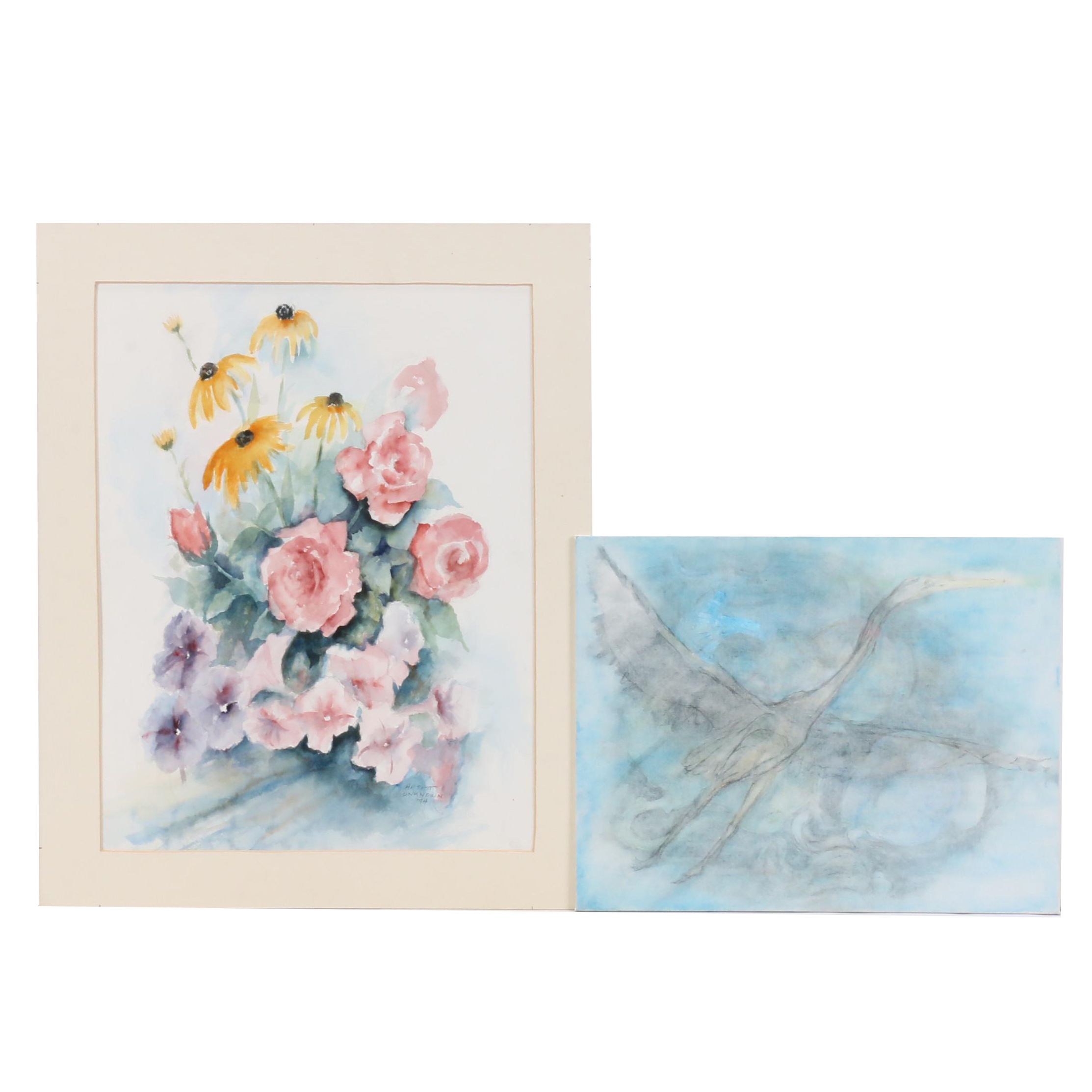 Late 20th Century Watercolor Paintings