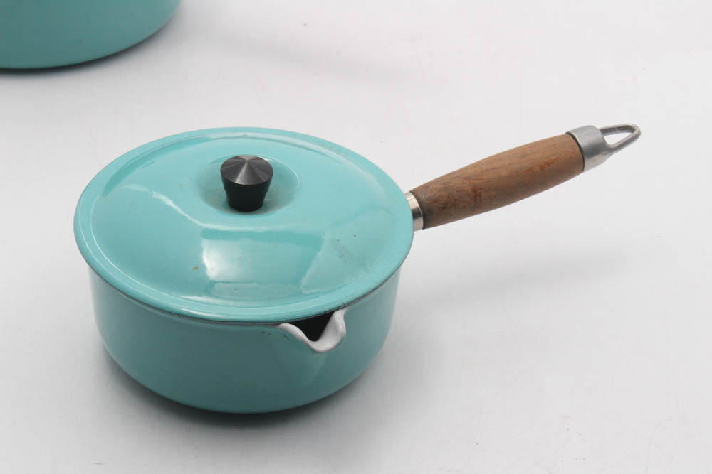 Le Creuset "Paris Blue" Enamel Cookware, Mid-Century