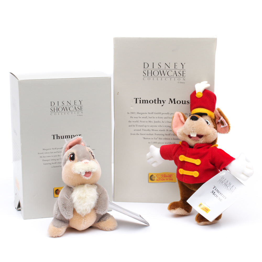 Steiff Disney Showcase Collections "Thumper" and "Timothy Mouse" Stuffed Toys