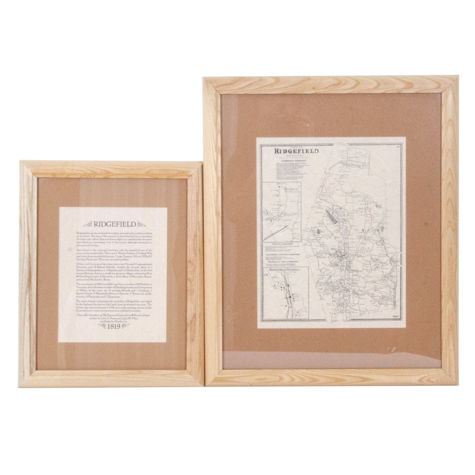 1867 Ridgefield Offset Lithographs of Connecticut Map