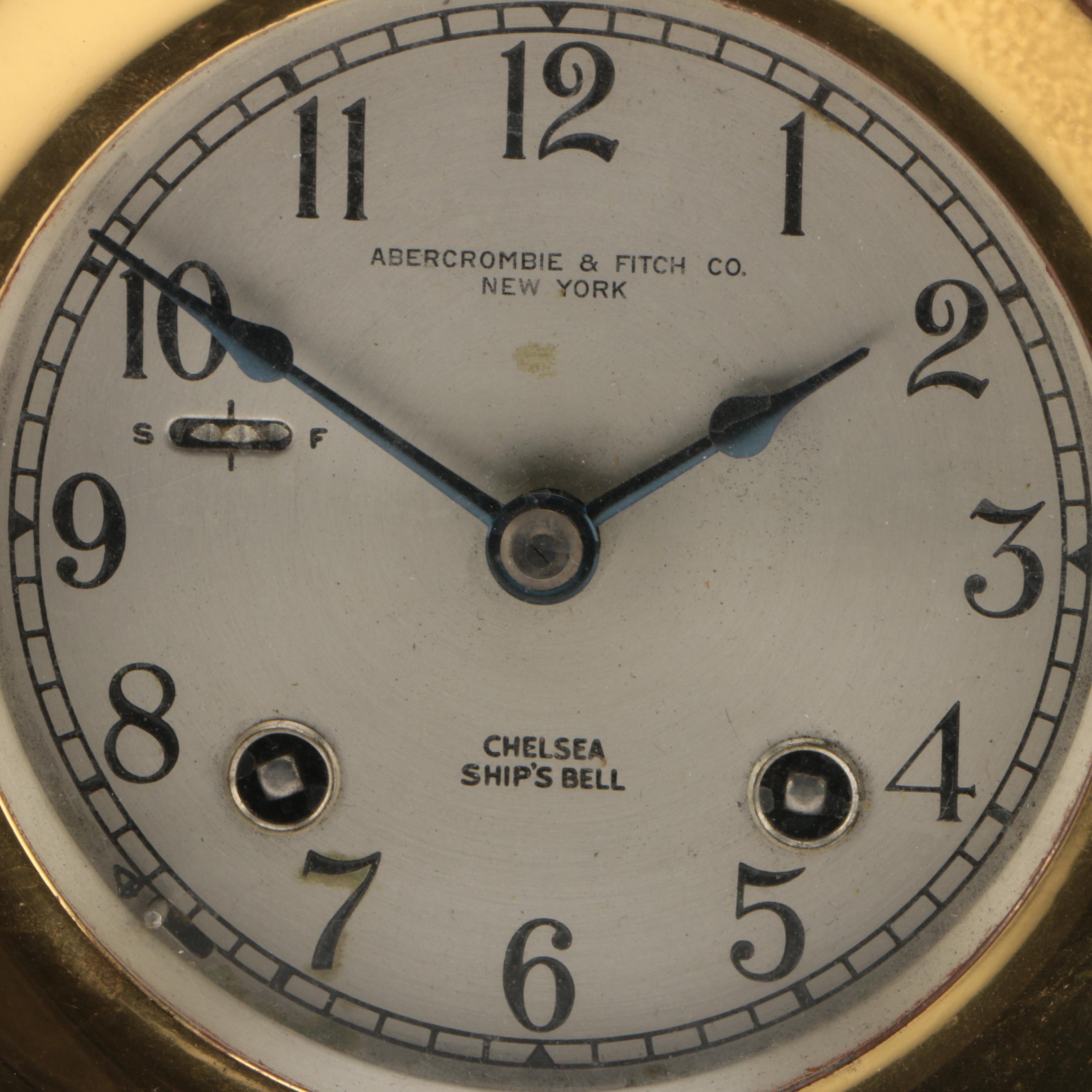 Chelsea for Abercrombie & Fitch Ship's Bell Brass Mantle Clock, 1930s