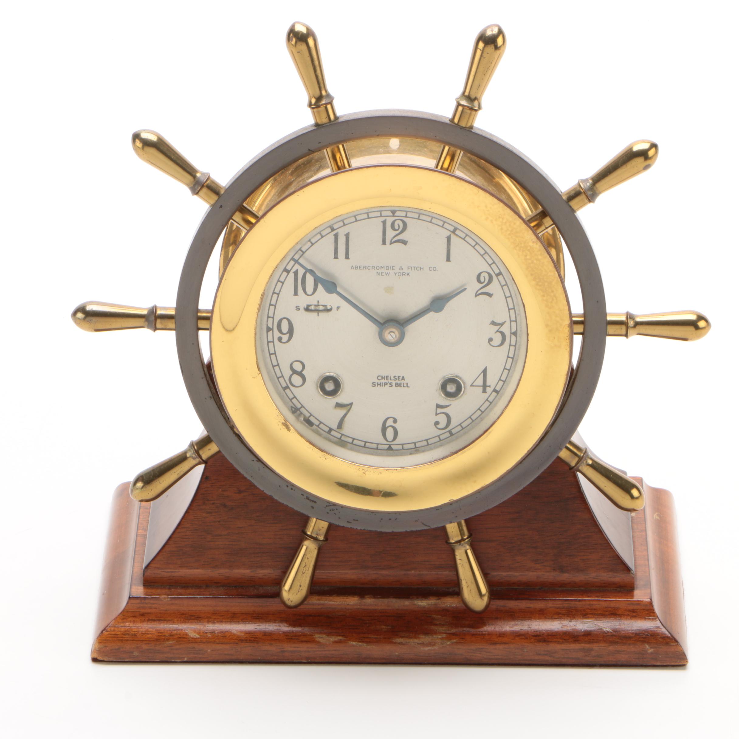 Chelsea for Abercrombie & Fitch Ship's Bell Brass Mantle Clock, 1930s