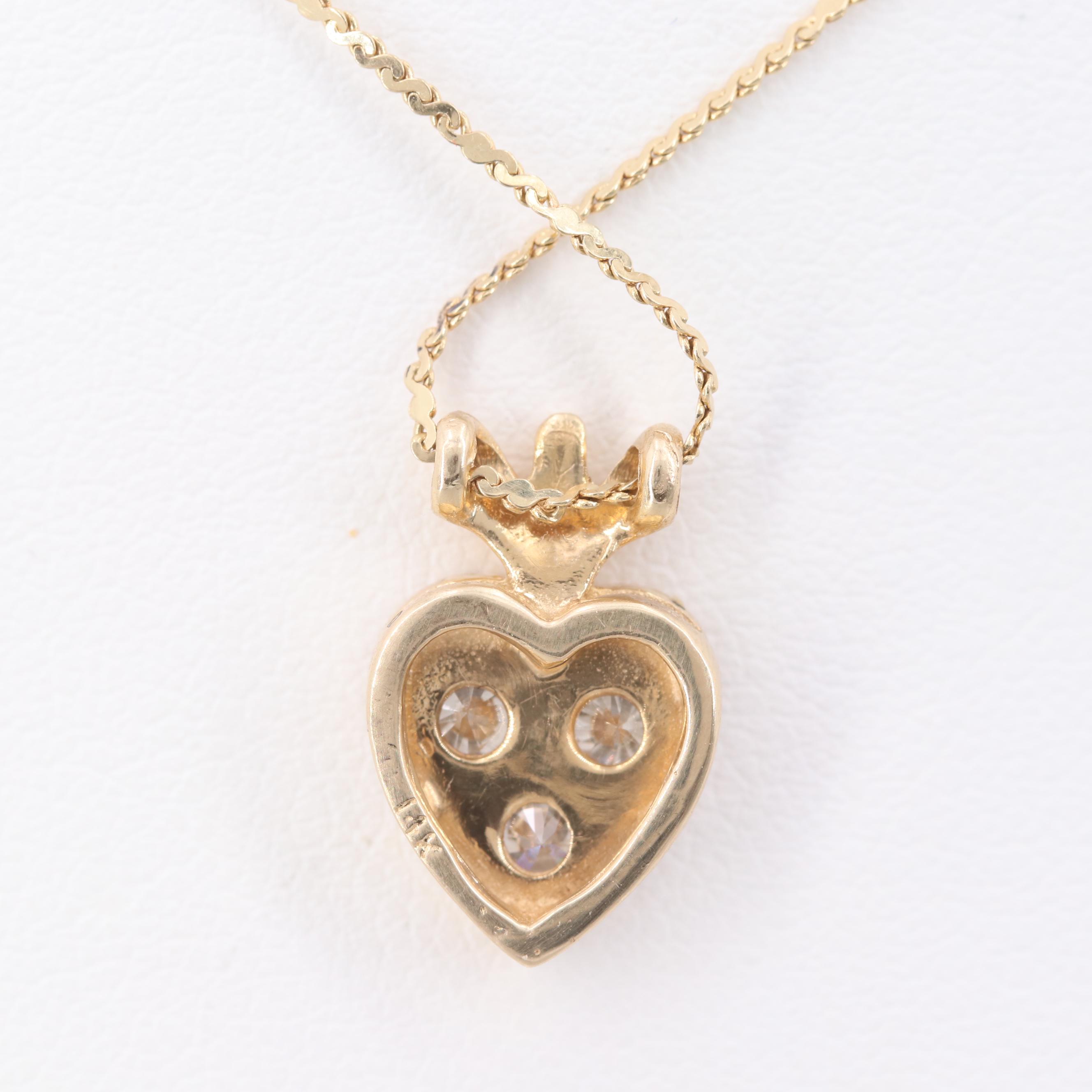 14K Yellow Gold Diamond Pendant Necklace