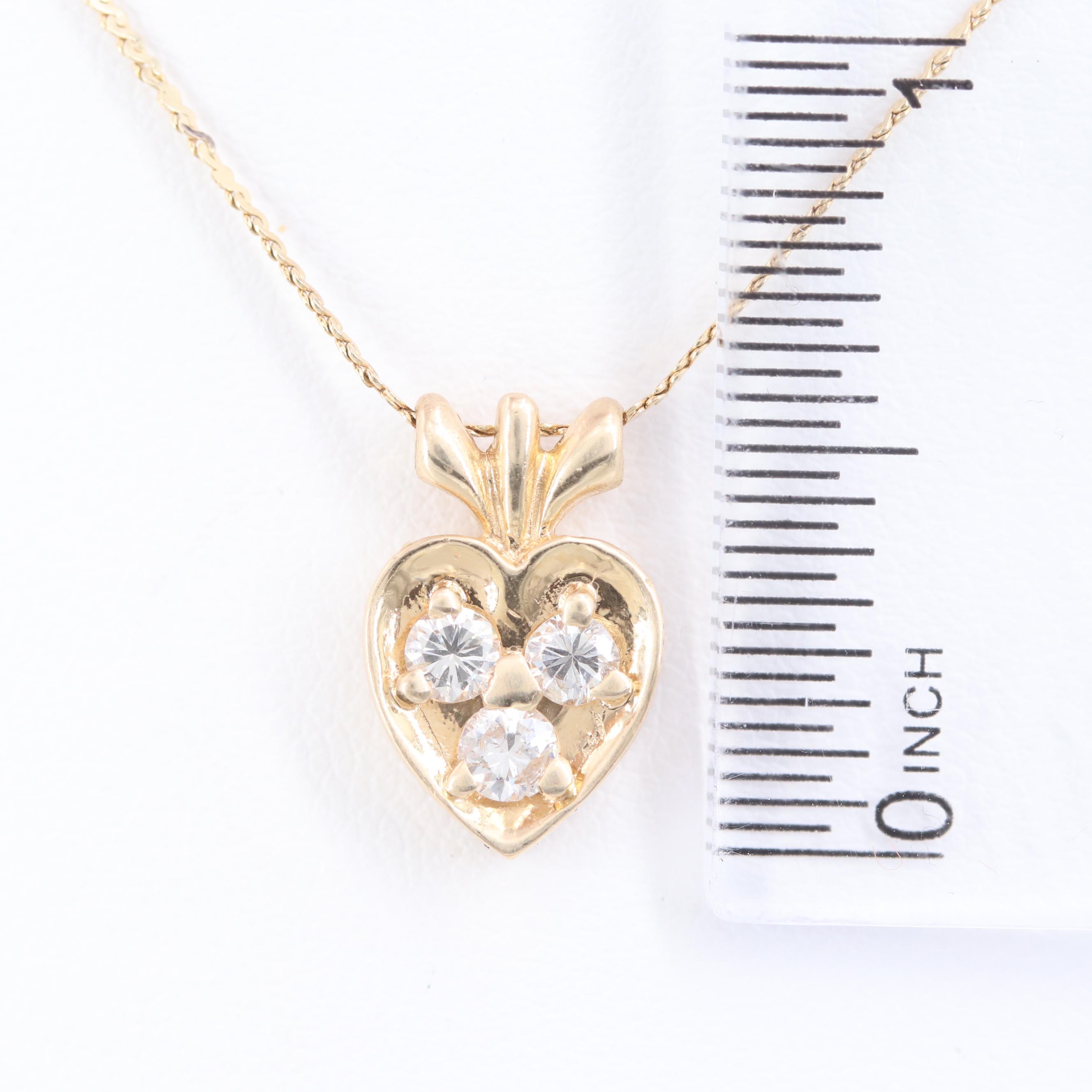 14K Yellow Gold Diamond Pendant Necklace