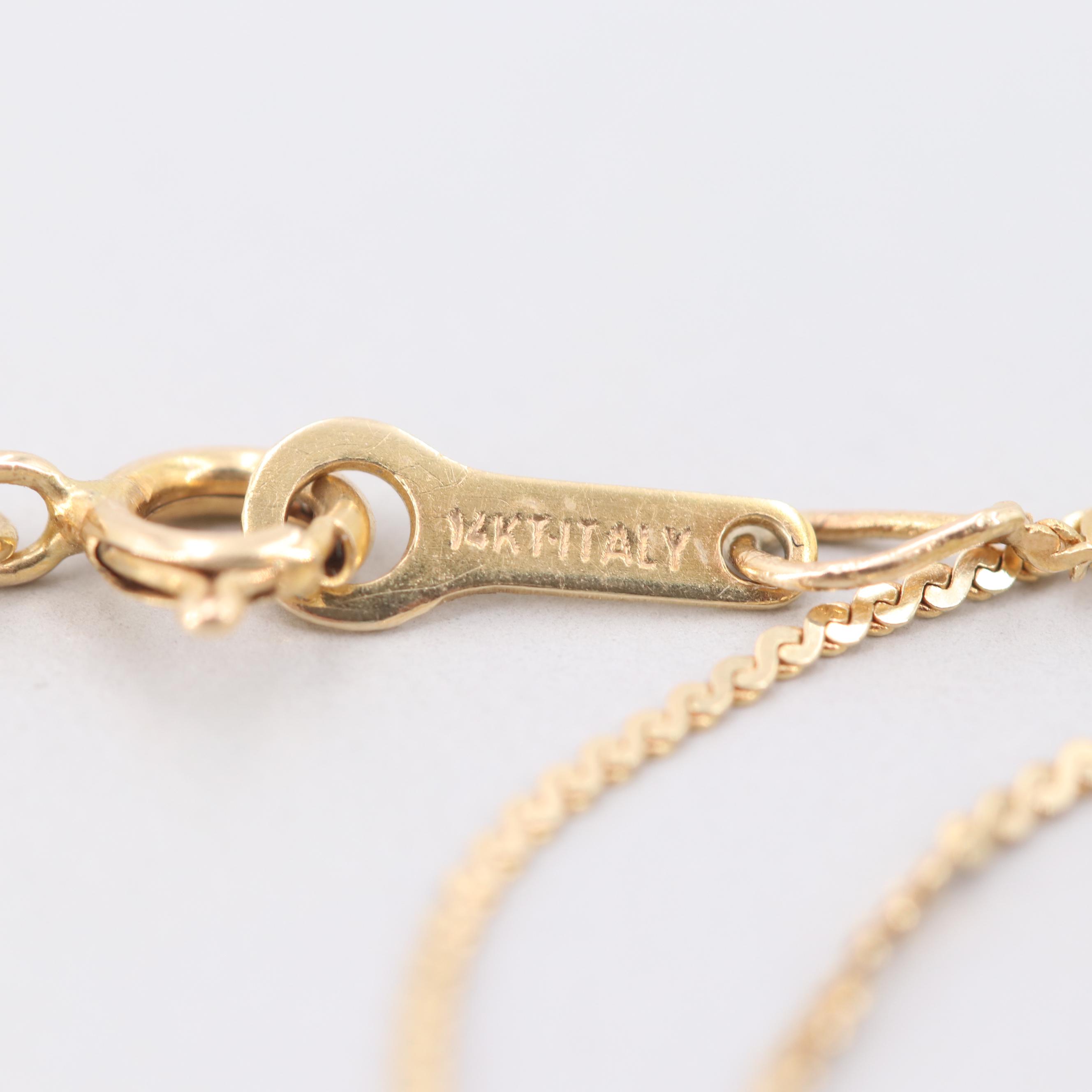 14K Yellow Gold Diamond Pendant Necklace