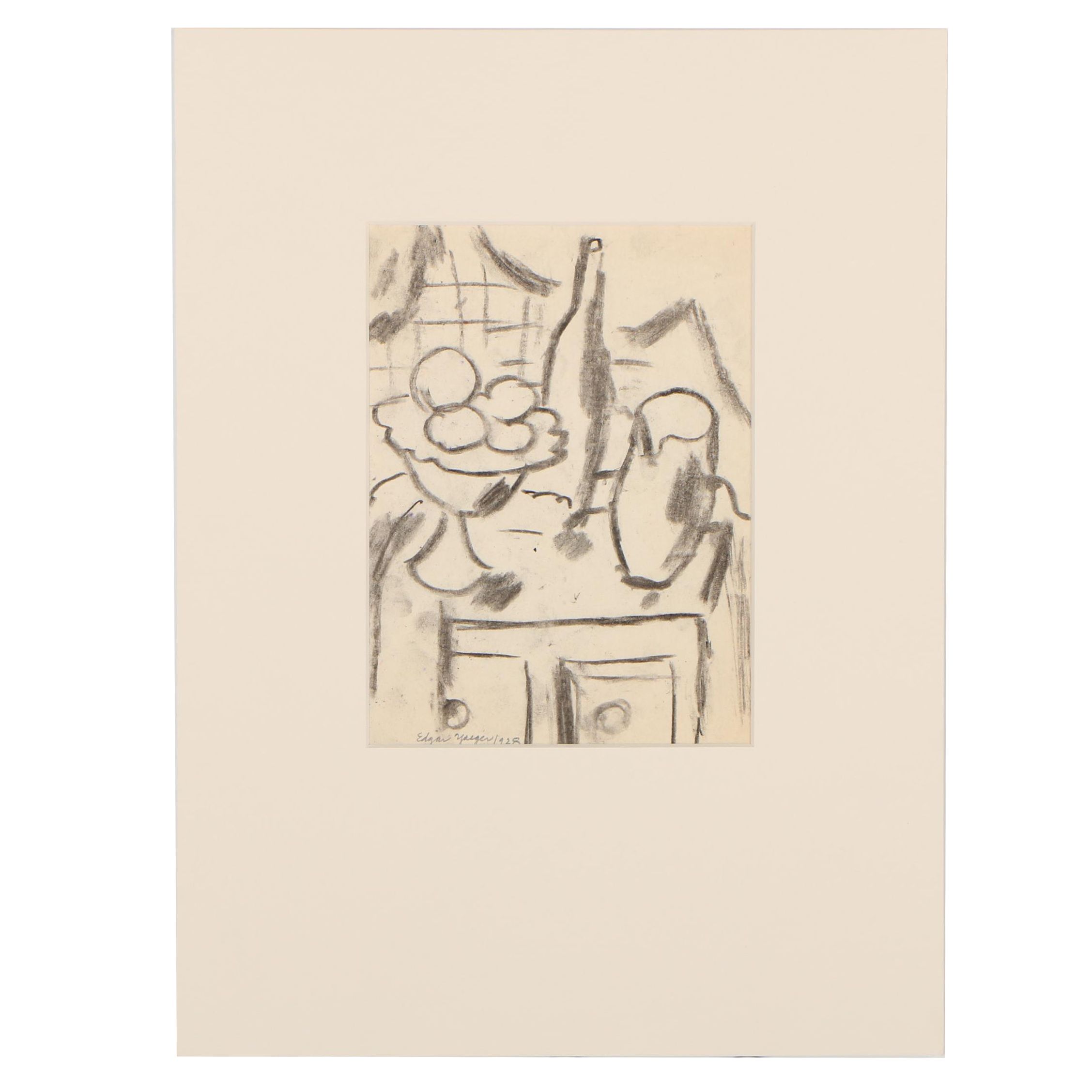 Edgar Yeager Still Life Charcoal Drawing, 1928