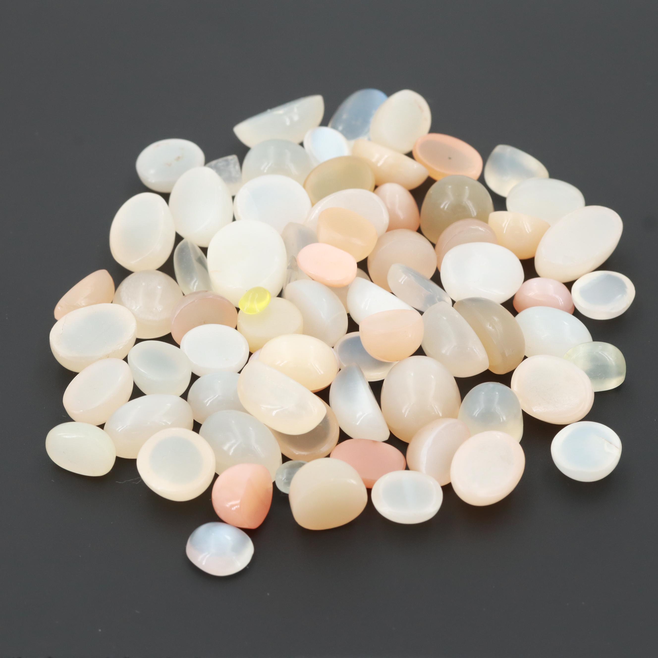 Loose Mixed Size 397.73 CTW Oval Moonstone Cabochon Assortment