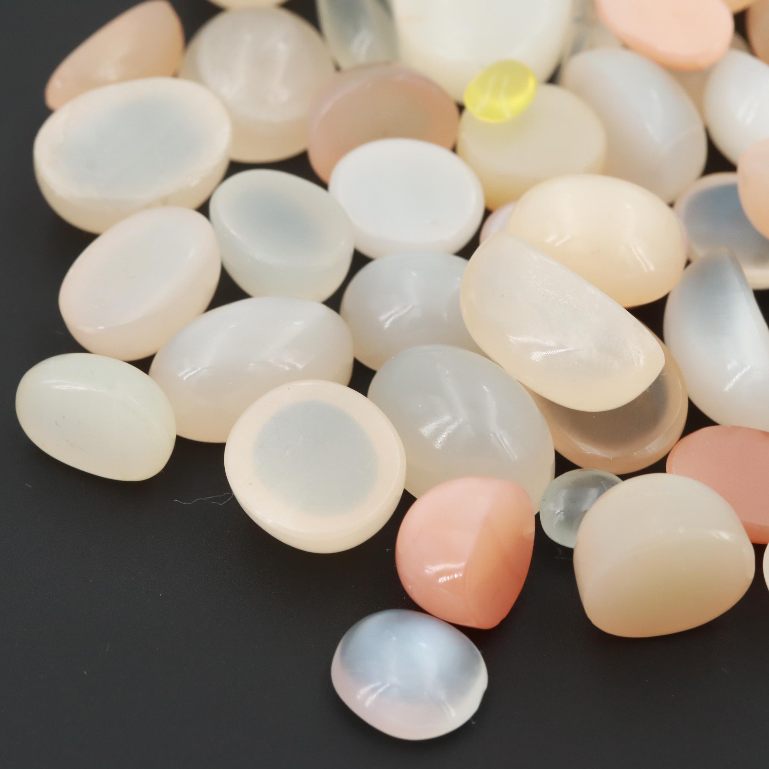 Loose Mixed Size 397.73 CTW Oval Moonstone Cabochon Assortment