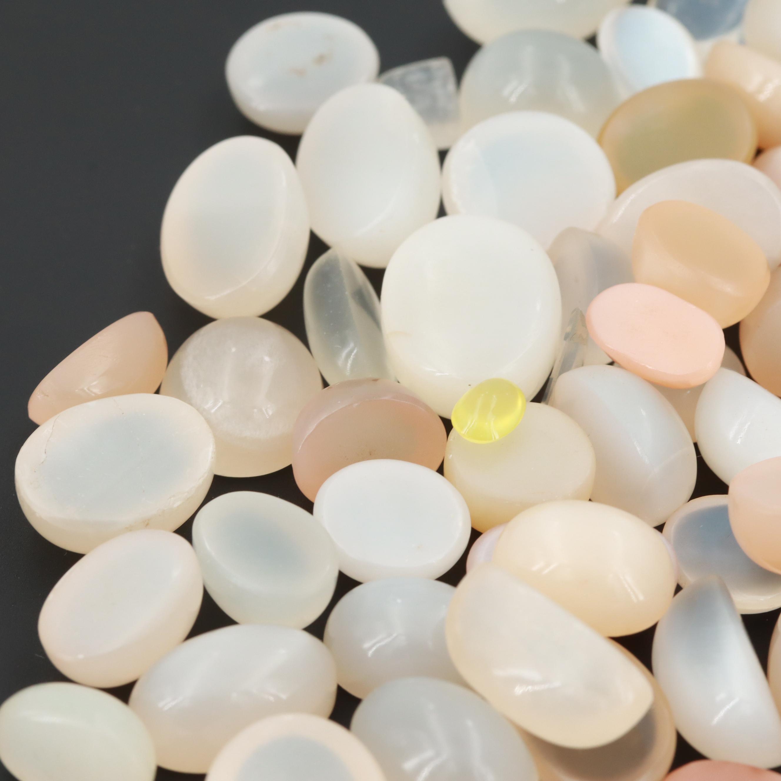 Loose Mixed Size 397.73 CTW Oval Moonstone Cabochon Assortment