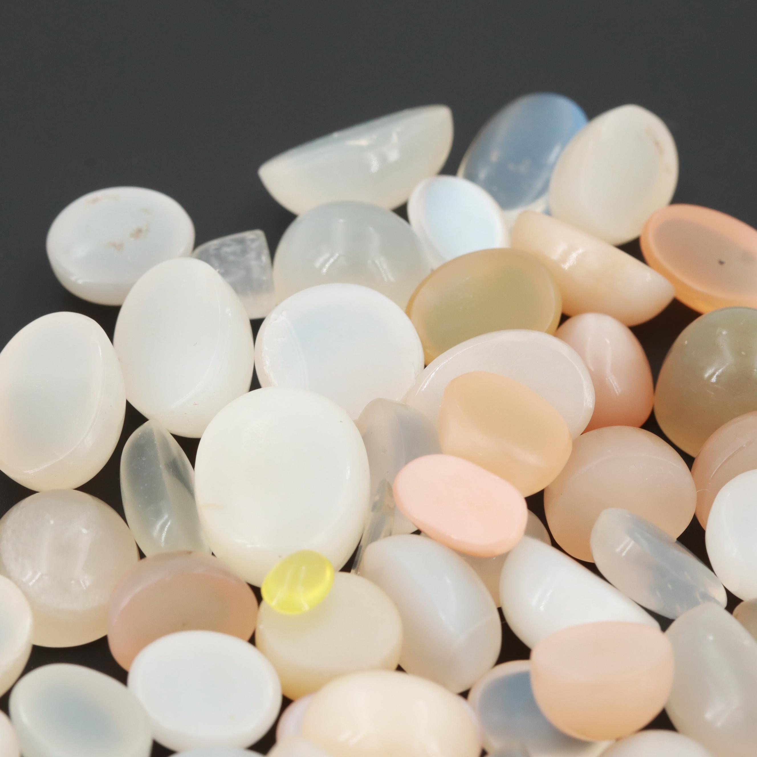 Loose Mixed Size 397.73 CTW Oval Moonstone Cabochon Assortment
