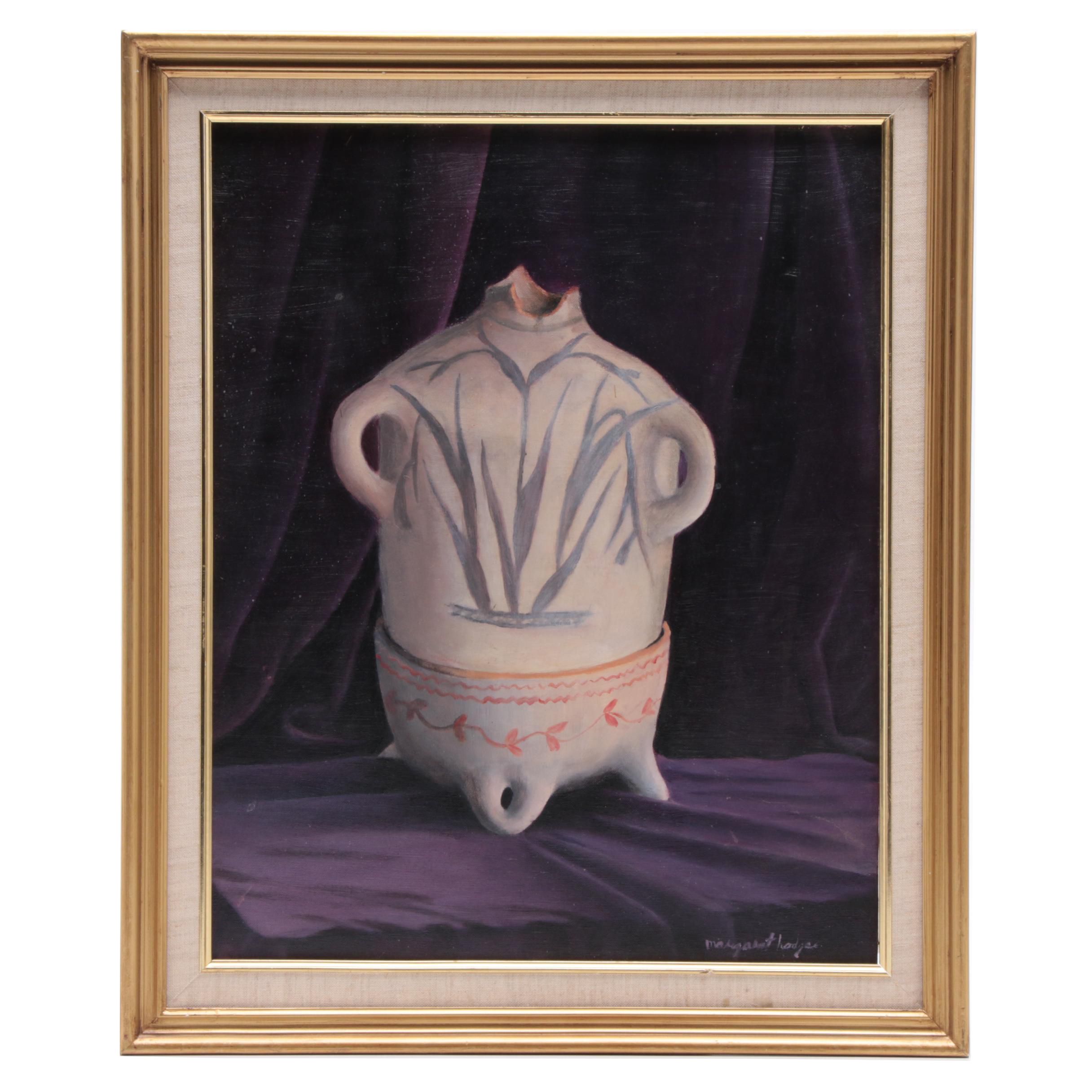 Maraget Magill Hodge Still Life Oil Painting of Native American Artifact