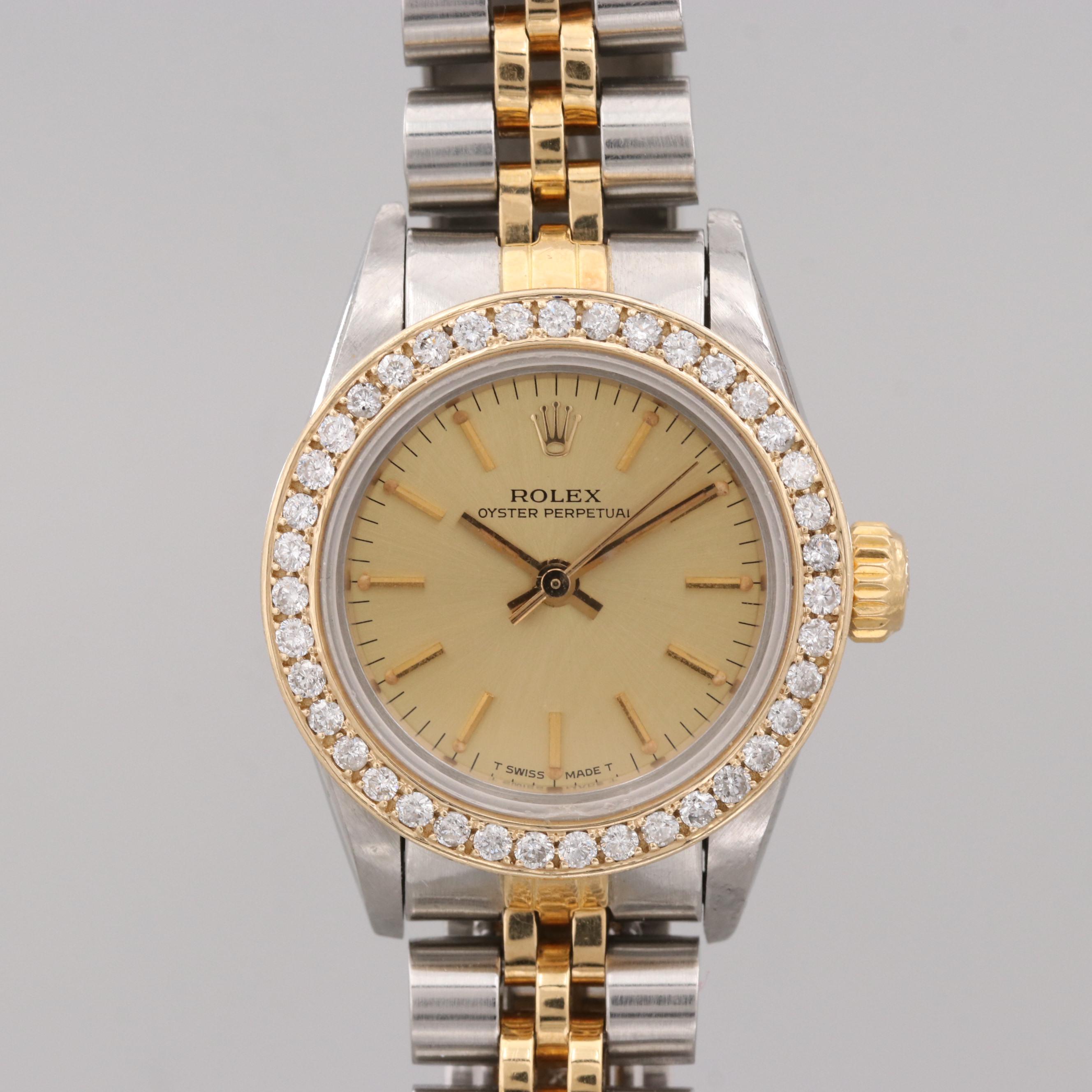 Vintage Rolex Stainless Steel and 18K Yellow Gold Diamond Watch