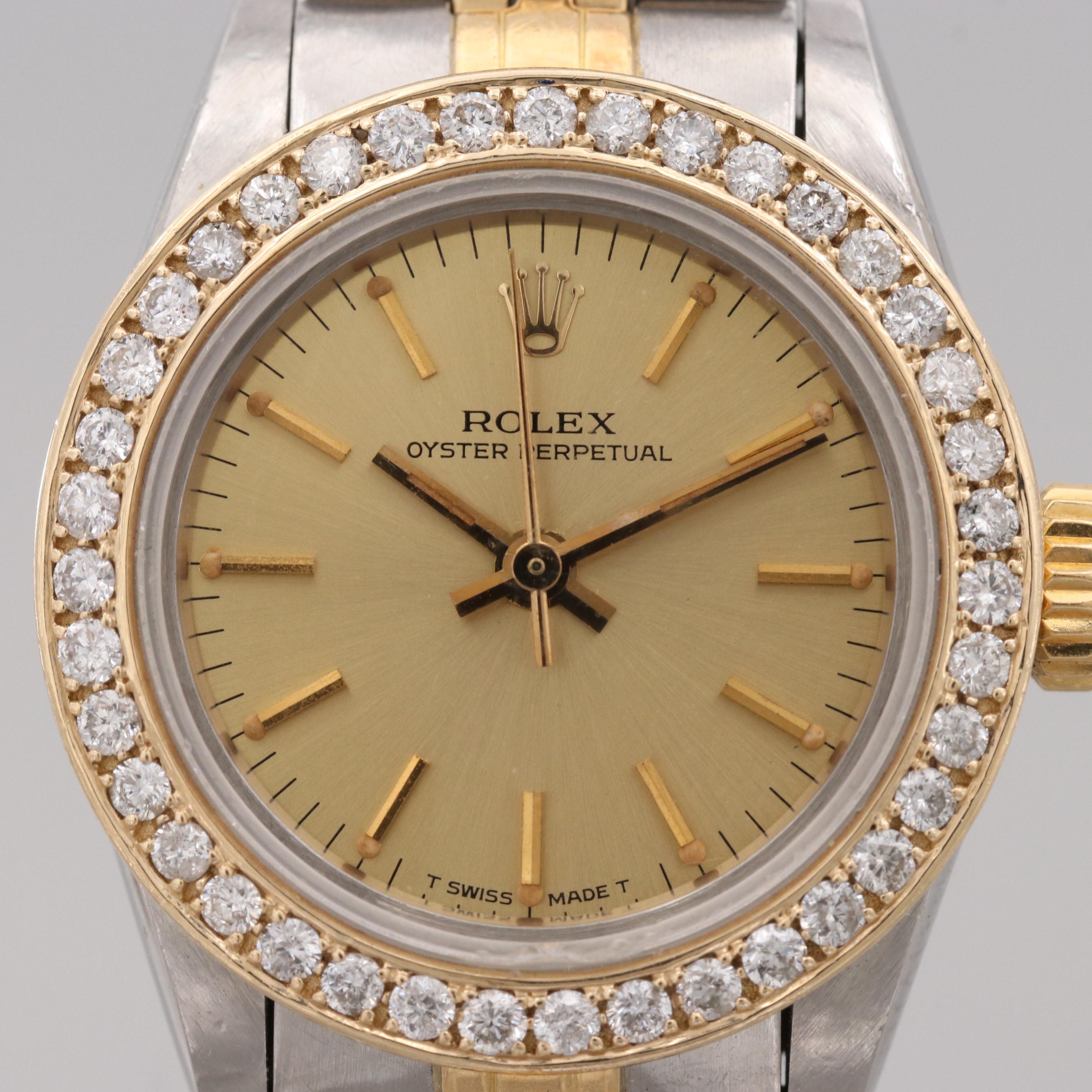 Vintage Rolex Stainless Steel and 18K Yellow Gold Diamond Watch