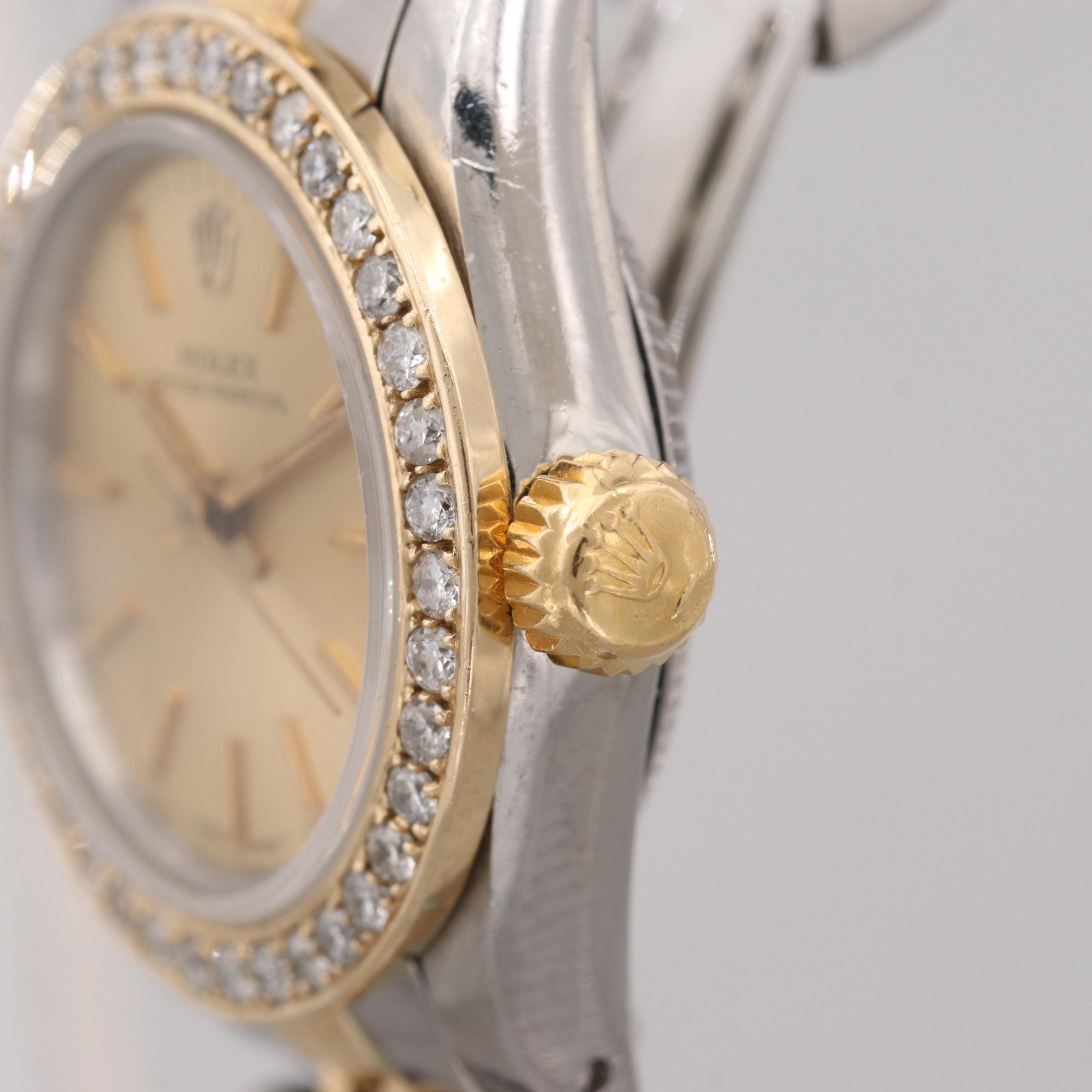 Vintage Rolex Stainless Steel and 18K Yellow Gold Diamond Watch