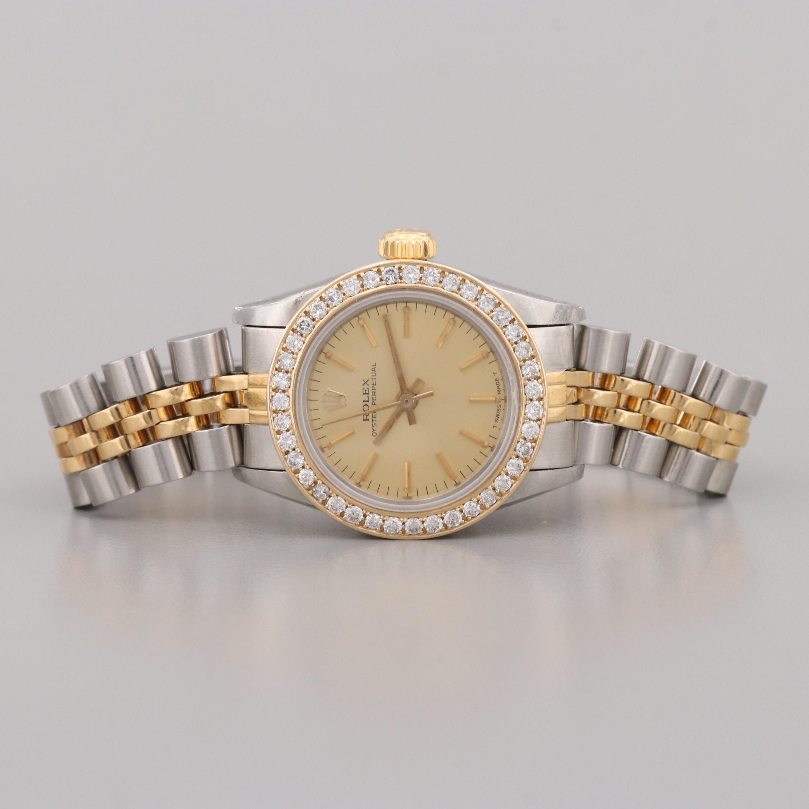 Vintage Rolex Stainless Steel and 18K Yellow Gold Diamond Watch
