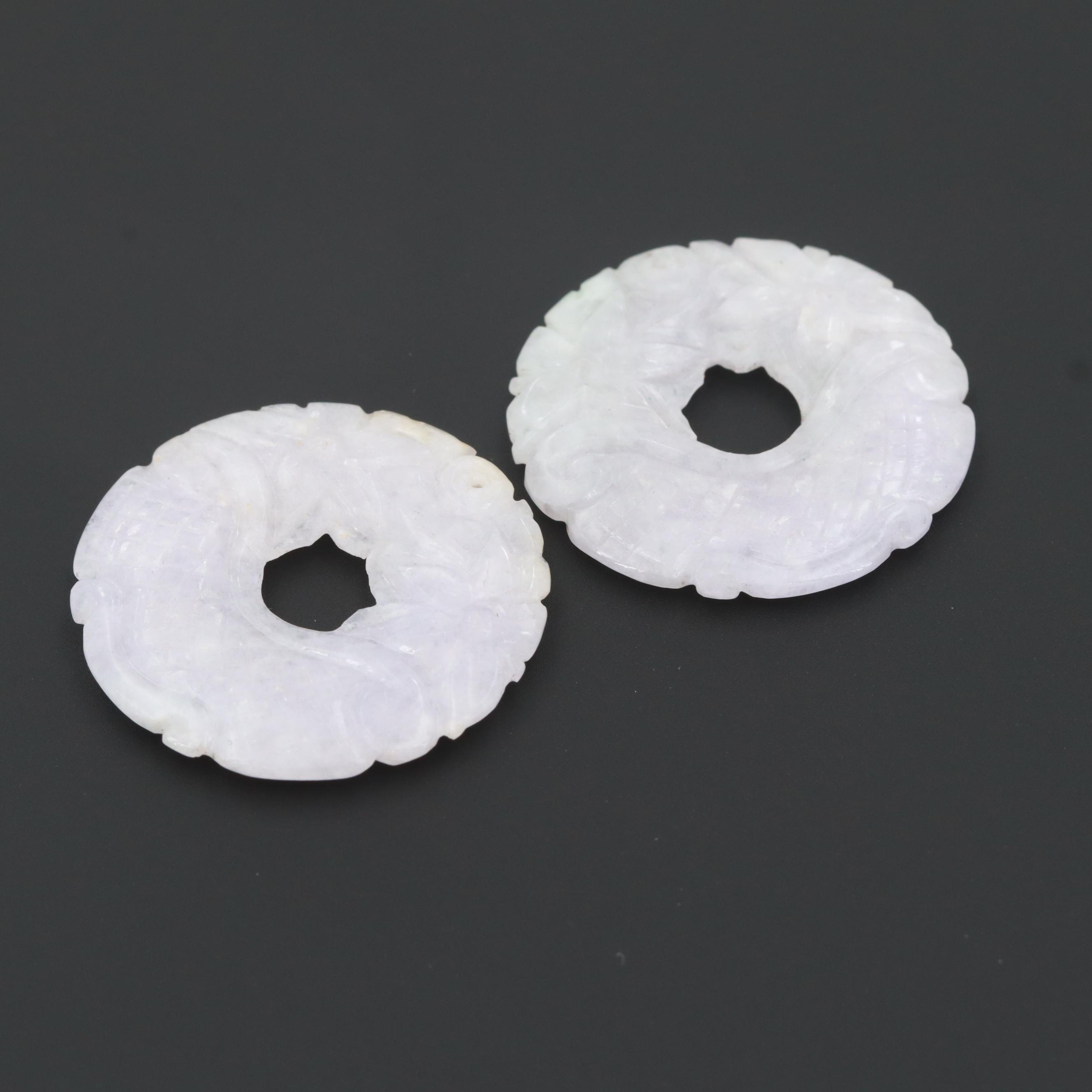 Loose 44.53 CTW Carved Jadeite Bi Disks