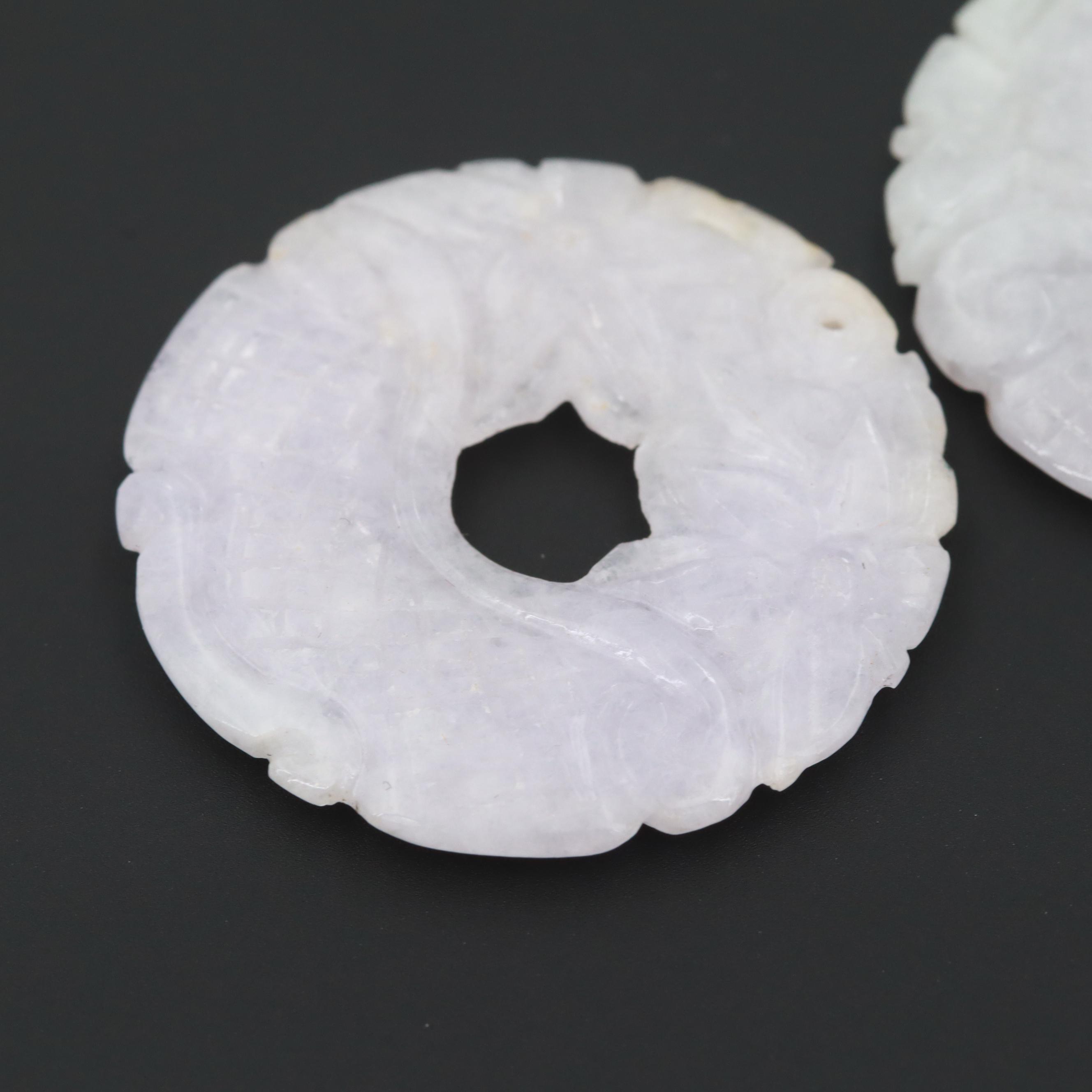 Loose 44.53 CTW Carved Jadeite Bi Disks