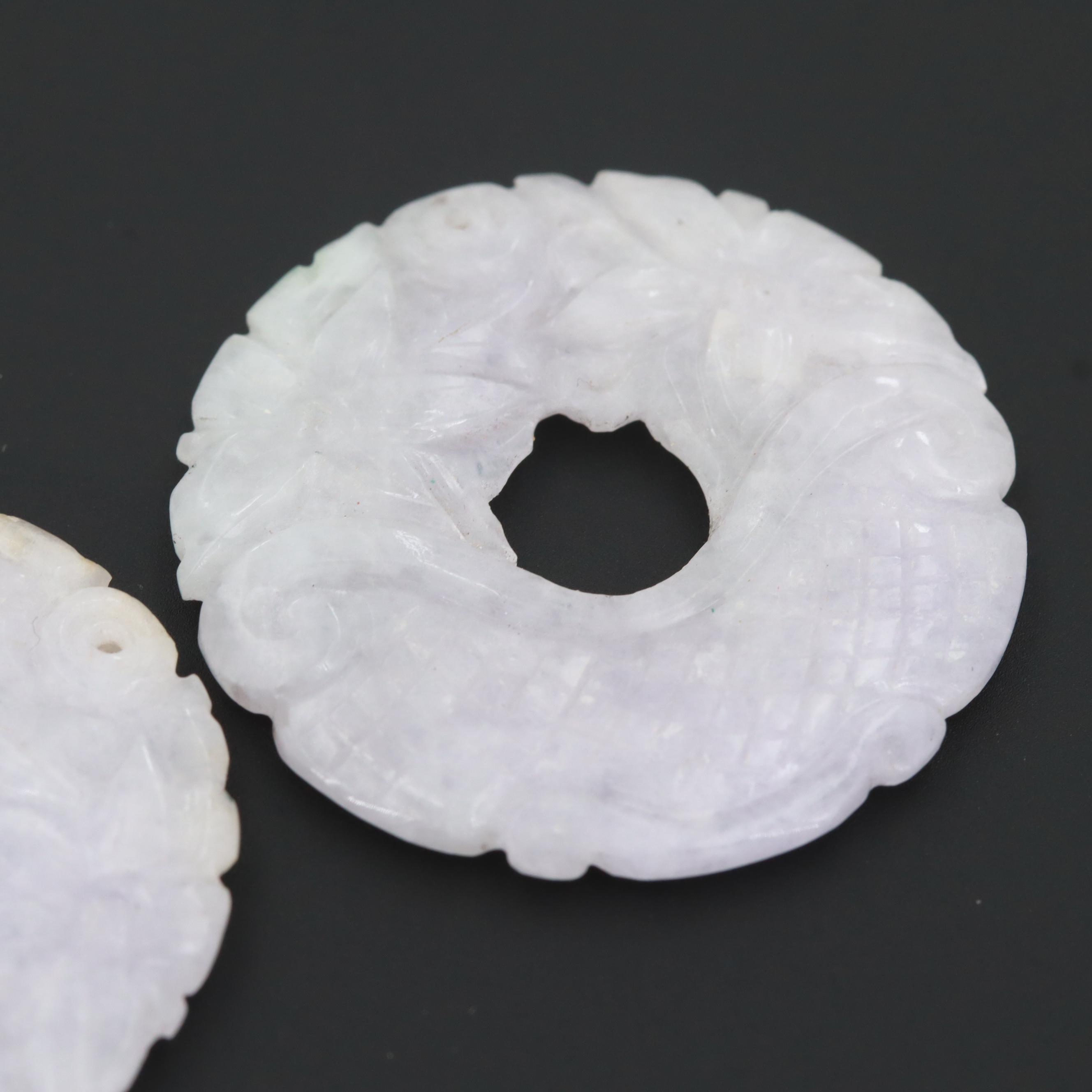Loose 44.53 CTW Carved Jadeite Bi Disks
