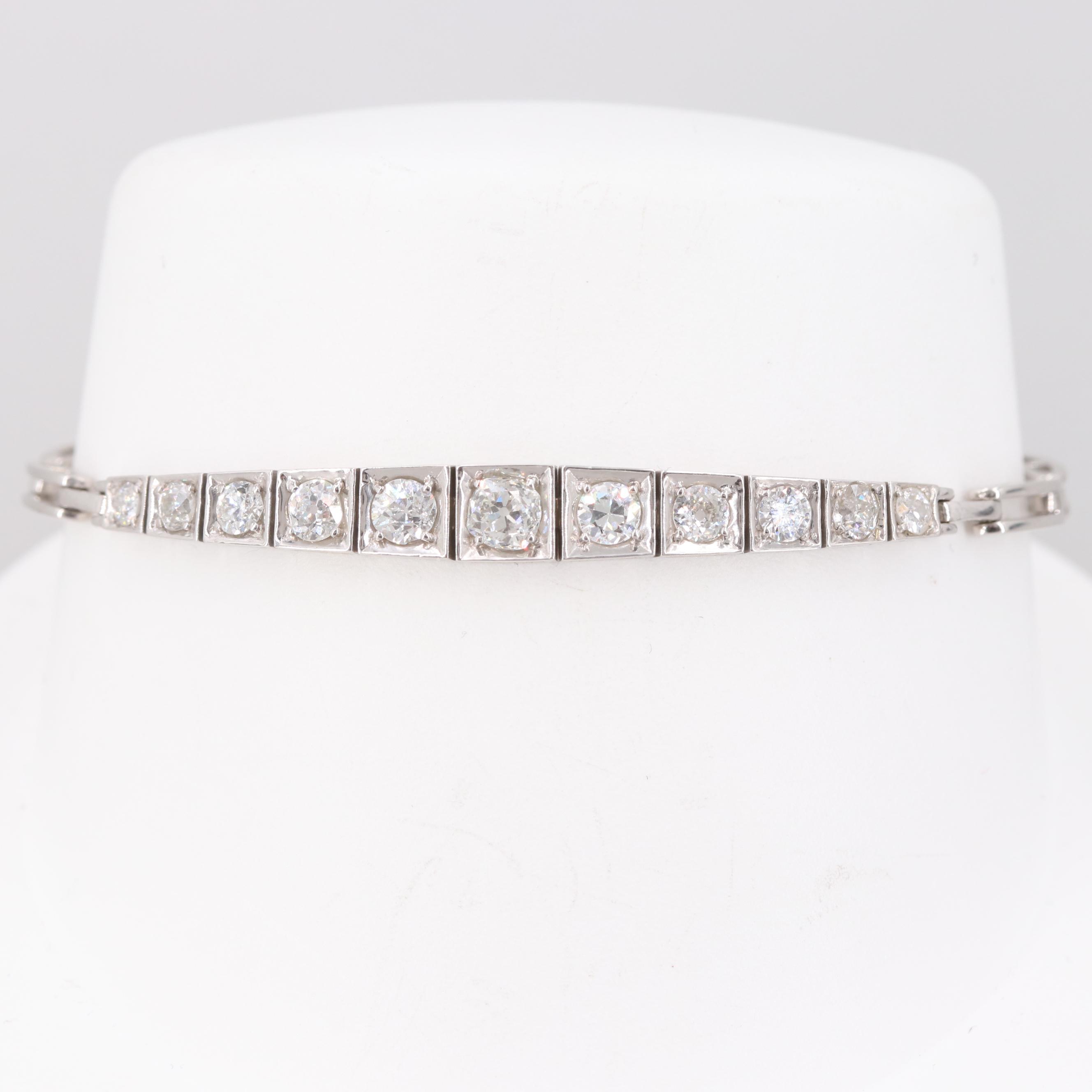 14K White Gold 1.73 CTW Diamond Bracelet