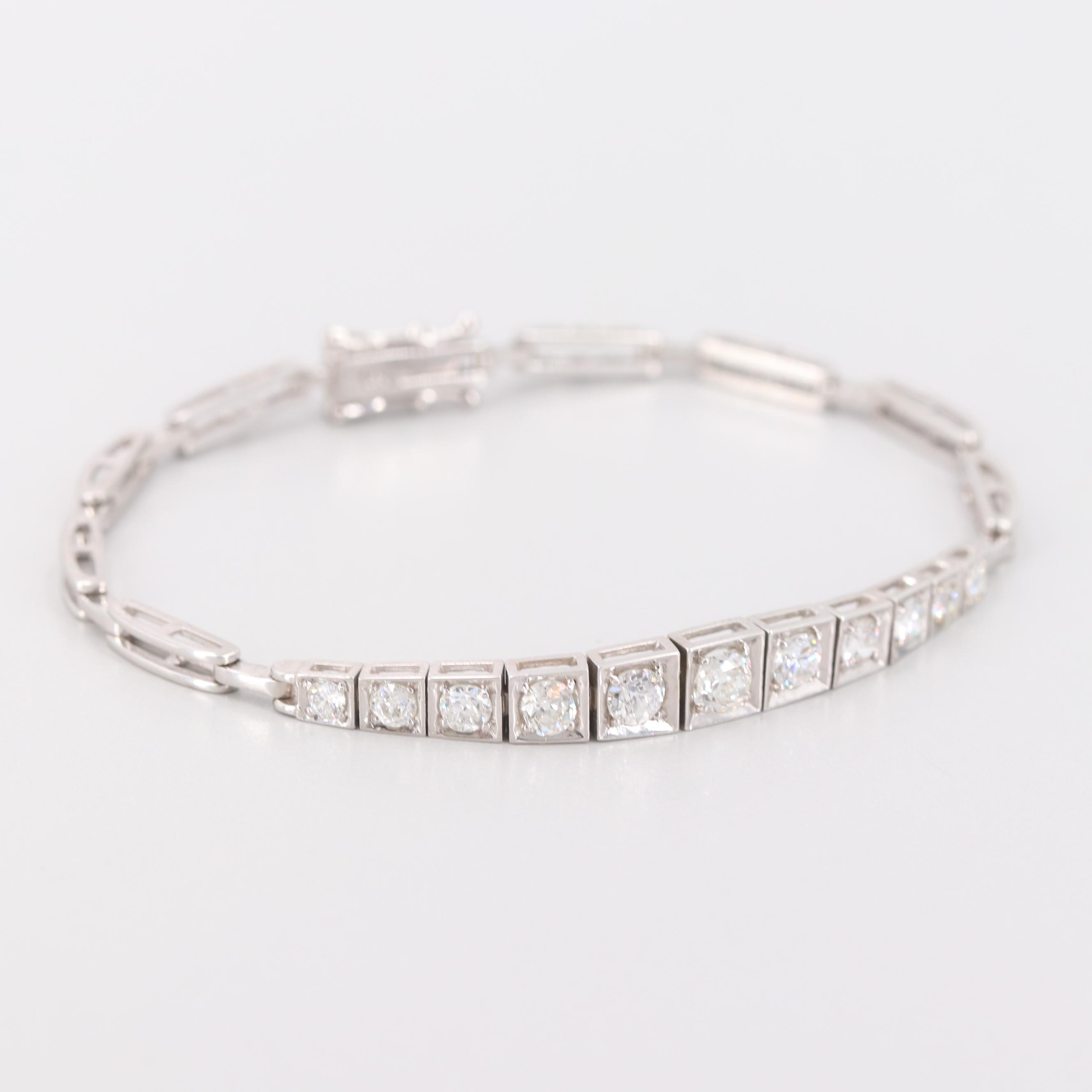 14K White Gold 1.73 CTW Diamond Bracelet