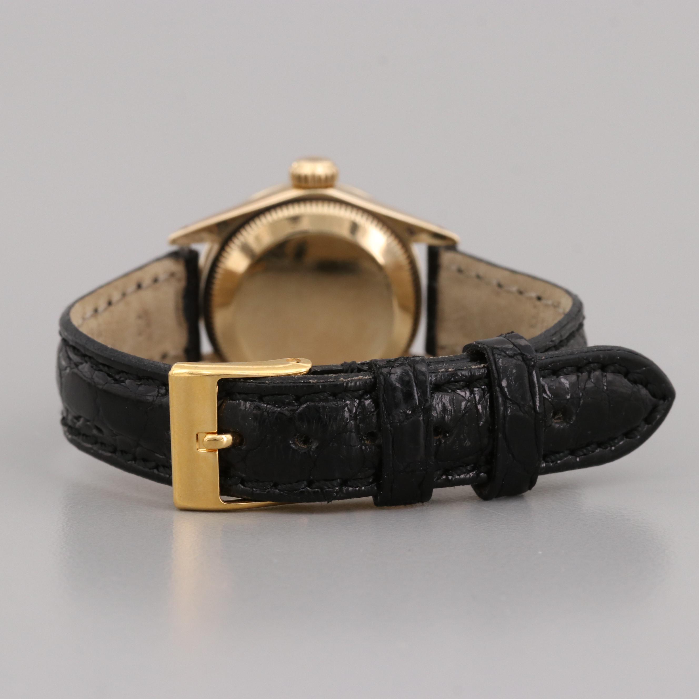 Rolex Oyster Perpetual 14K Yellow Gold Automatic Watch With Diamond Bezel