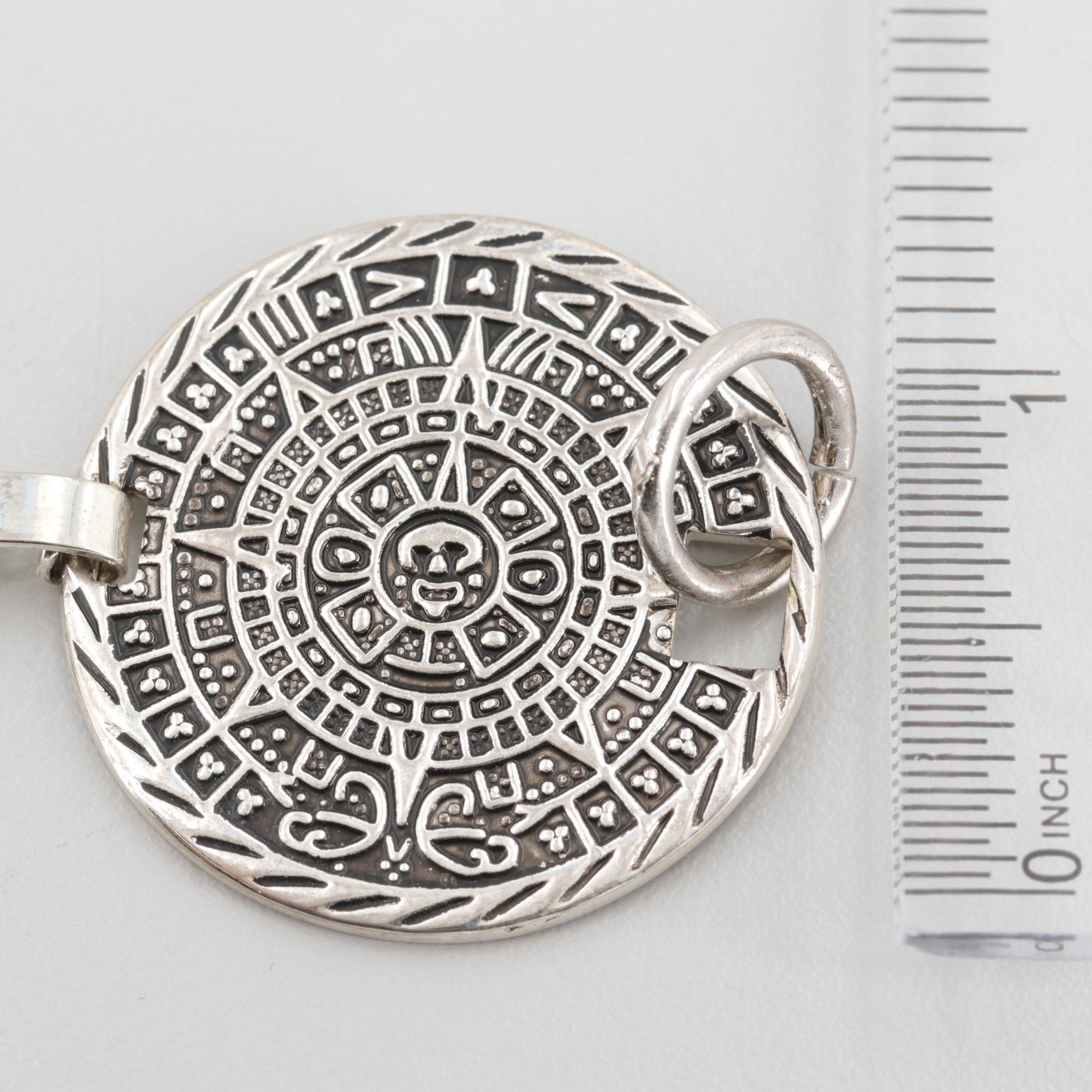 Sterling Silver Mayan Calendar Motif Bracelet