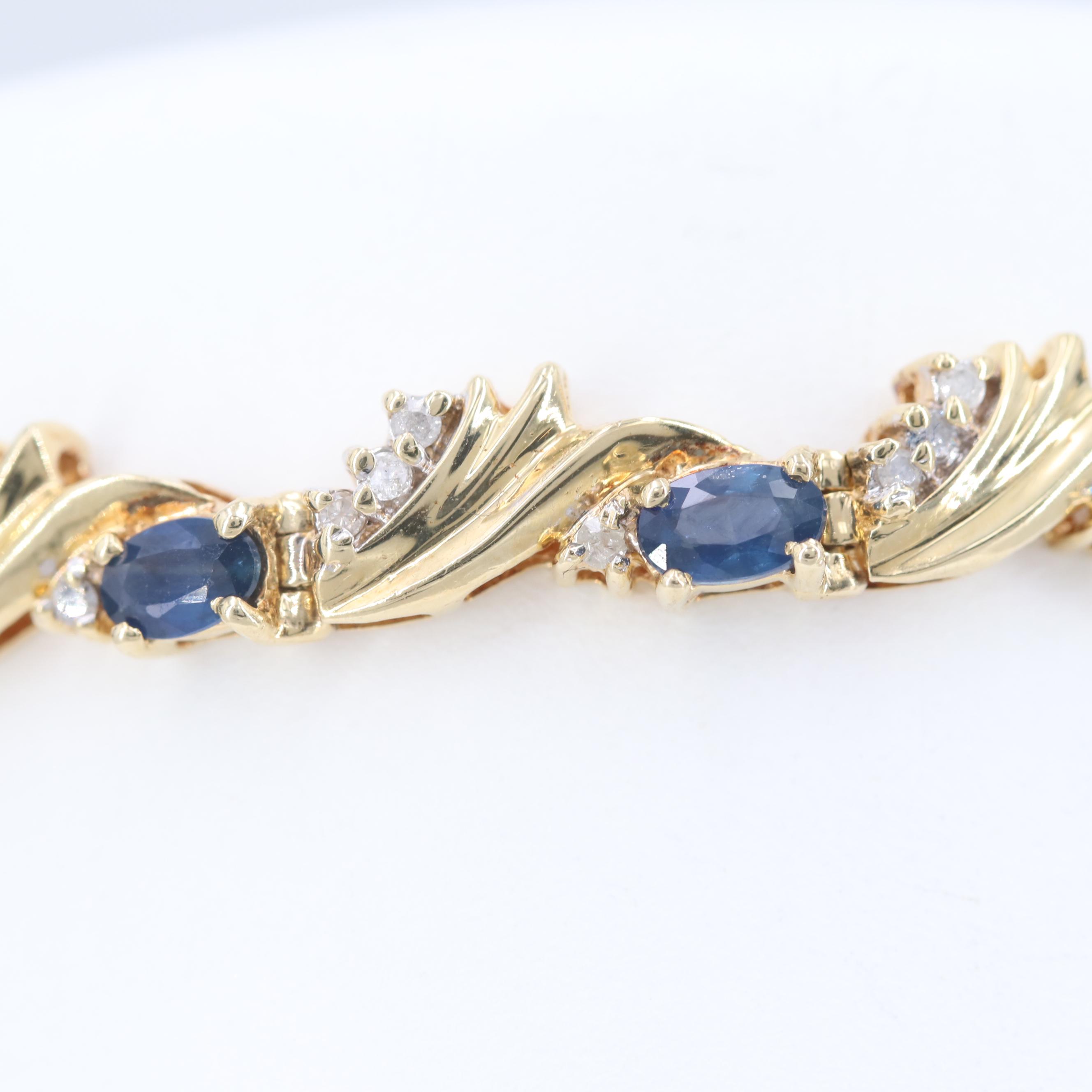 14K Yellow Gold Sapphire and Diamond Bracelet