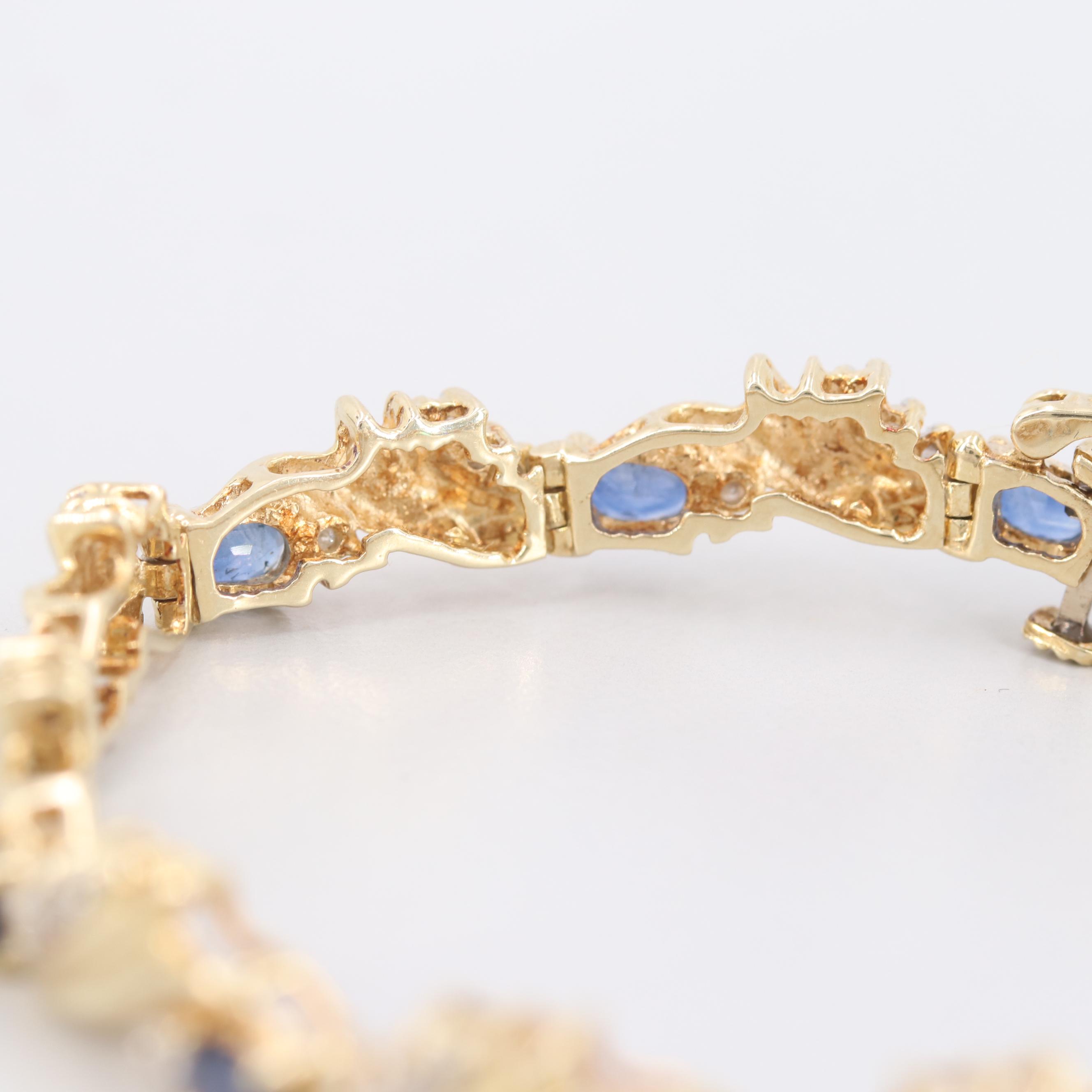14K Yellow Gold Sapphire and Diamond Bracelet