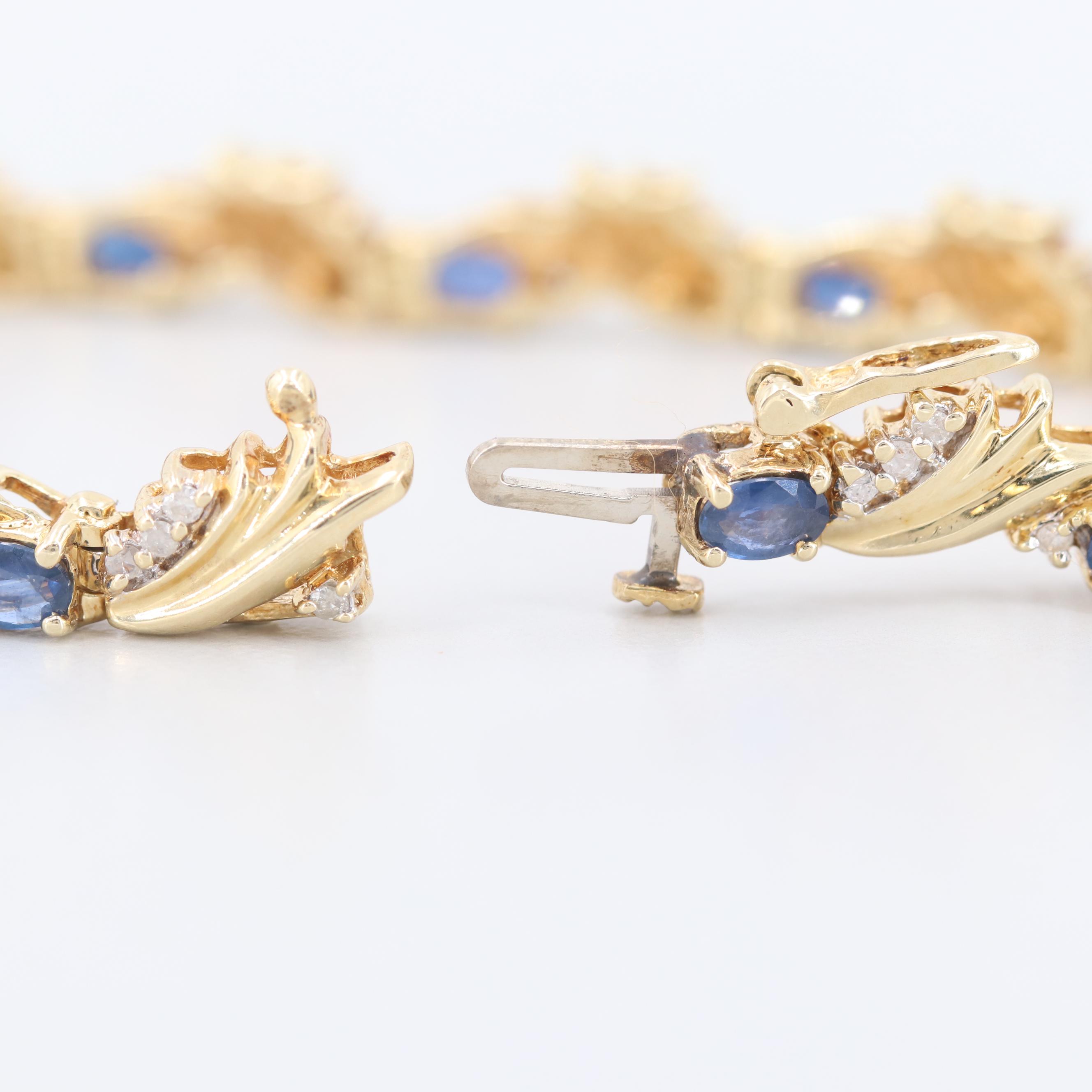 14K Yellow Gold Sapphire and Diamond Bracelet