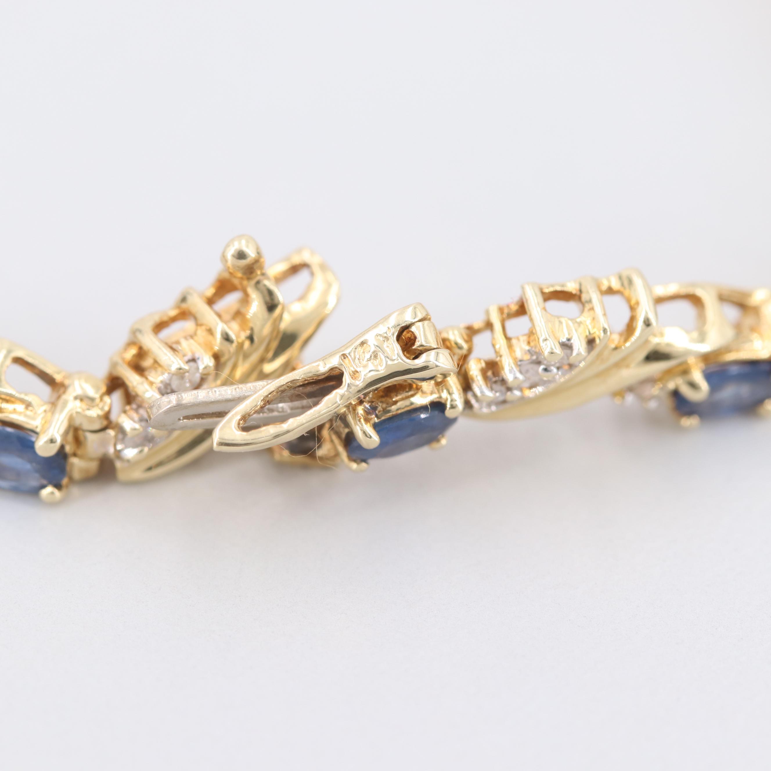 14K Yellow Gold Sapphire and Diamond Bracelet