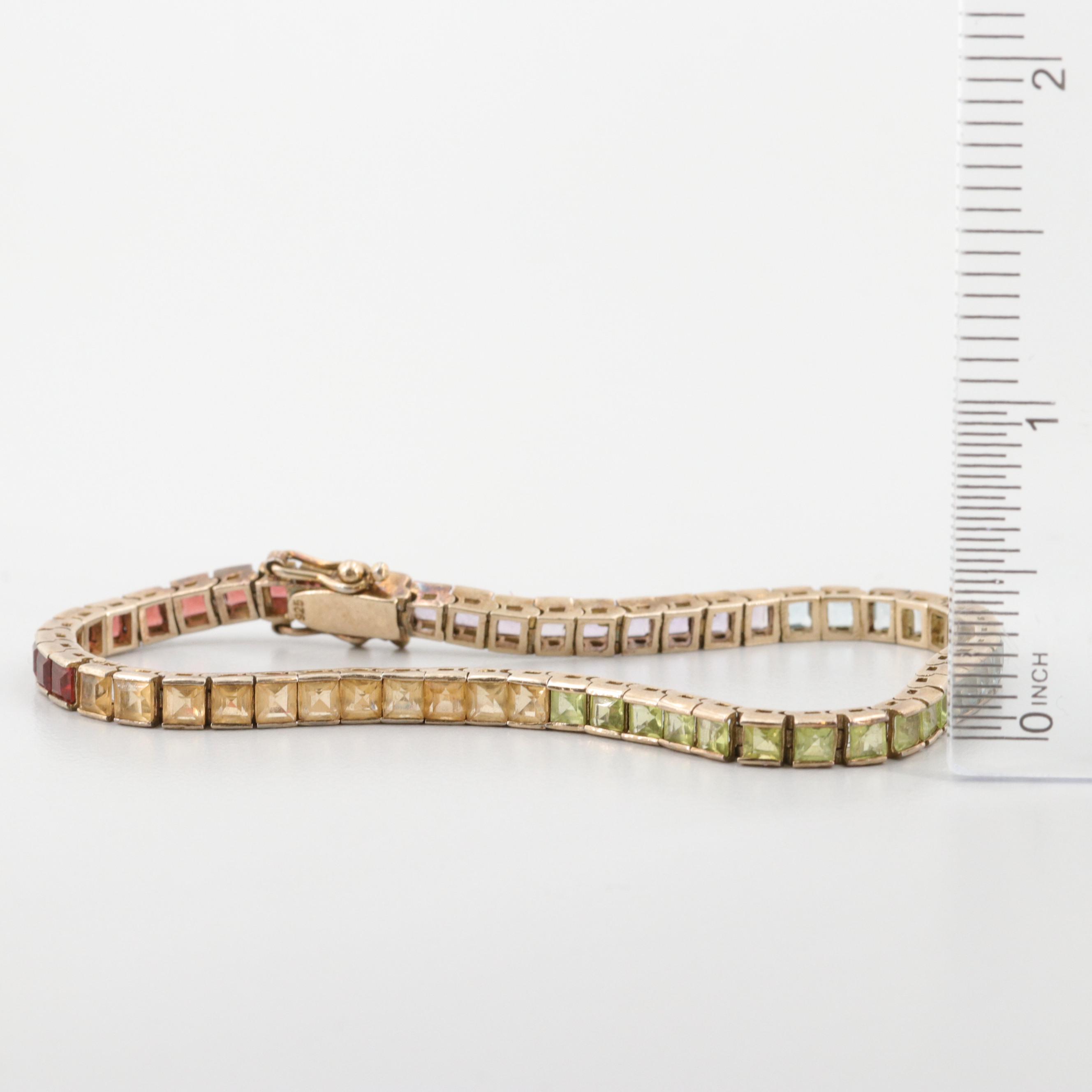 Sterling Silver Gemstone and Cubic Zirconia Bracelets