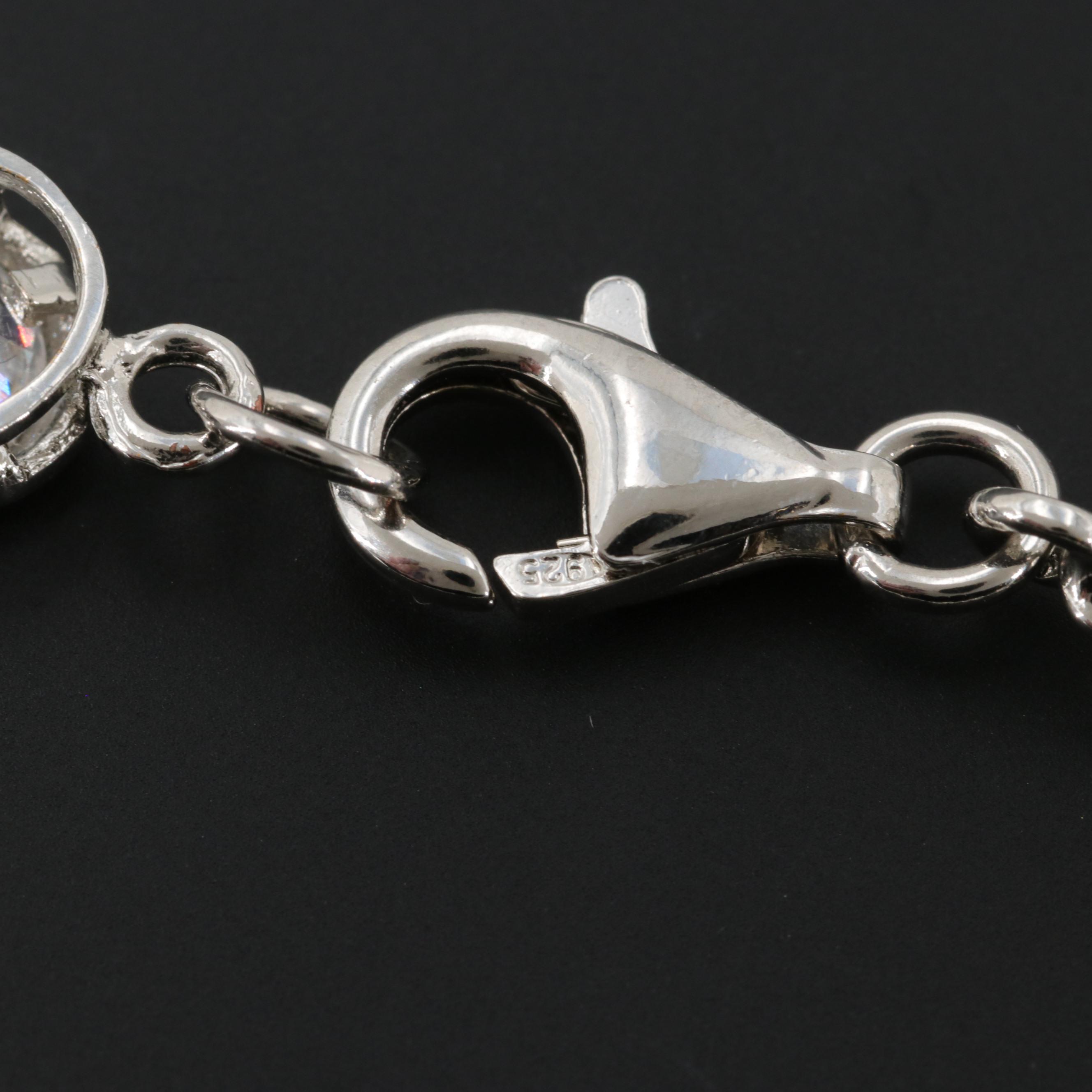 Sterling Silver Gemstone and Cubic Zirconia Bracelets