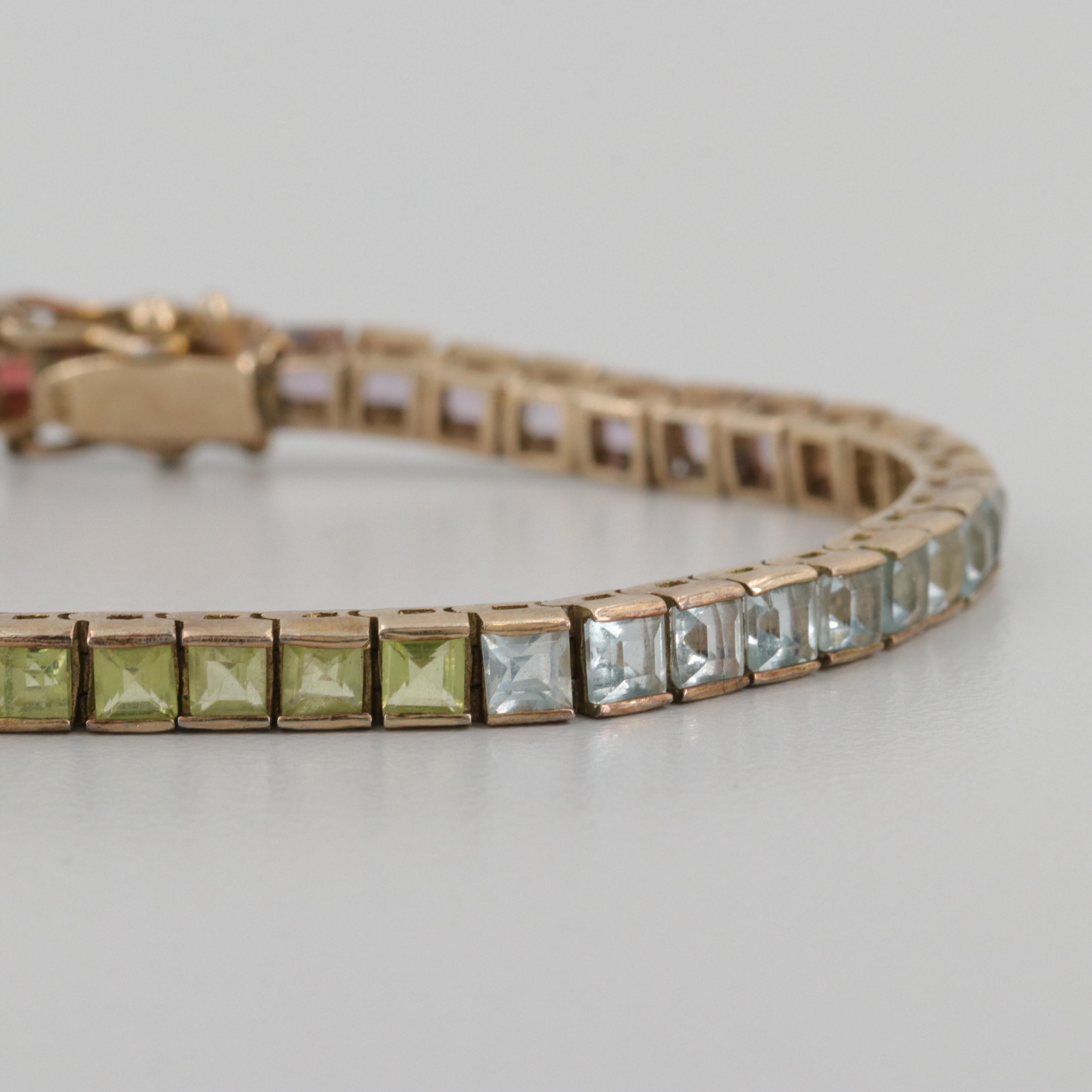 Sterling Silver Gemstone and Cubic Zirconia Bracelets