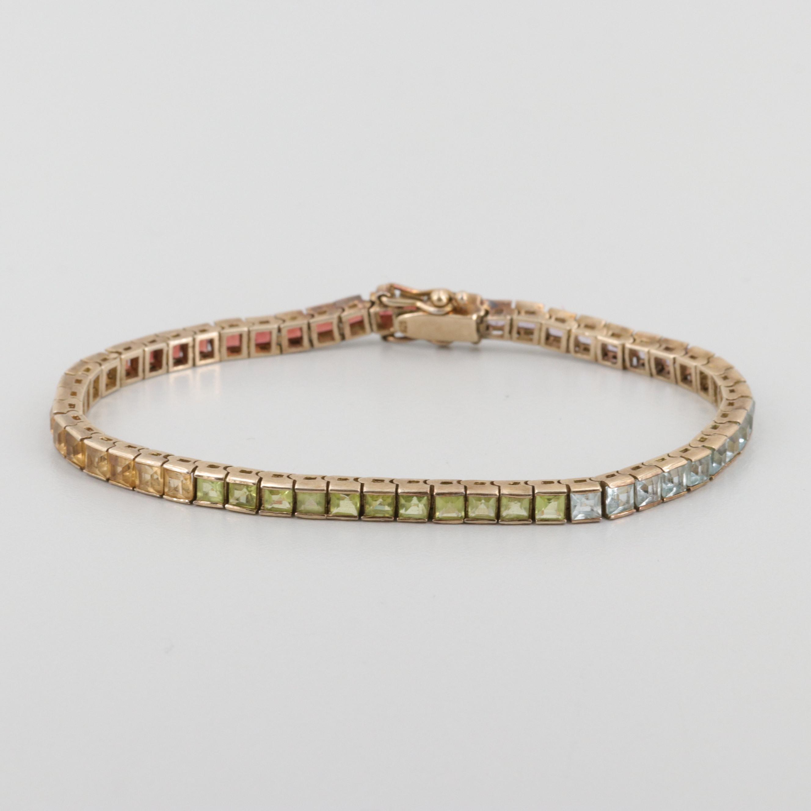 Sterling Silver Gemstone and Cubic Zirconia Bracelets