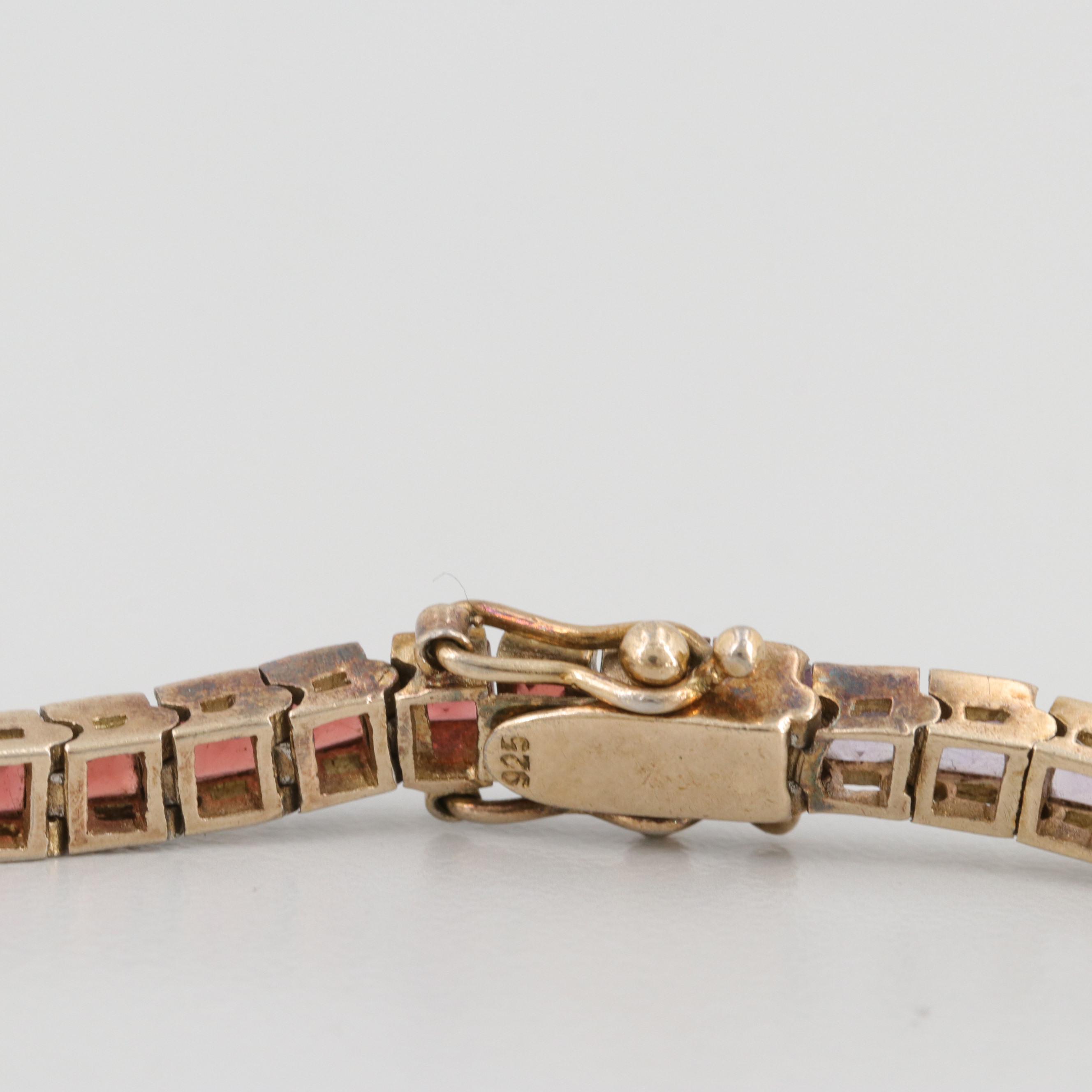 Sterling Silver Gemstone and Cubic Zirconia Bracelets