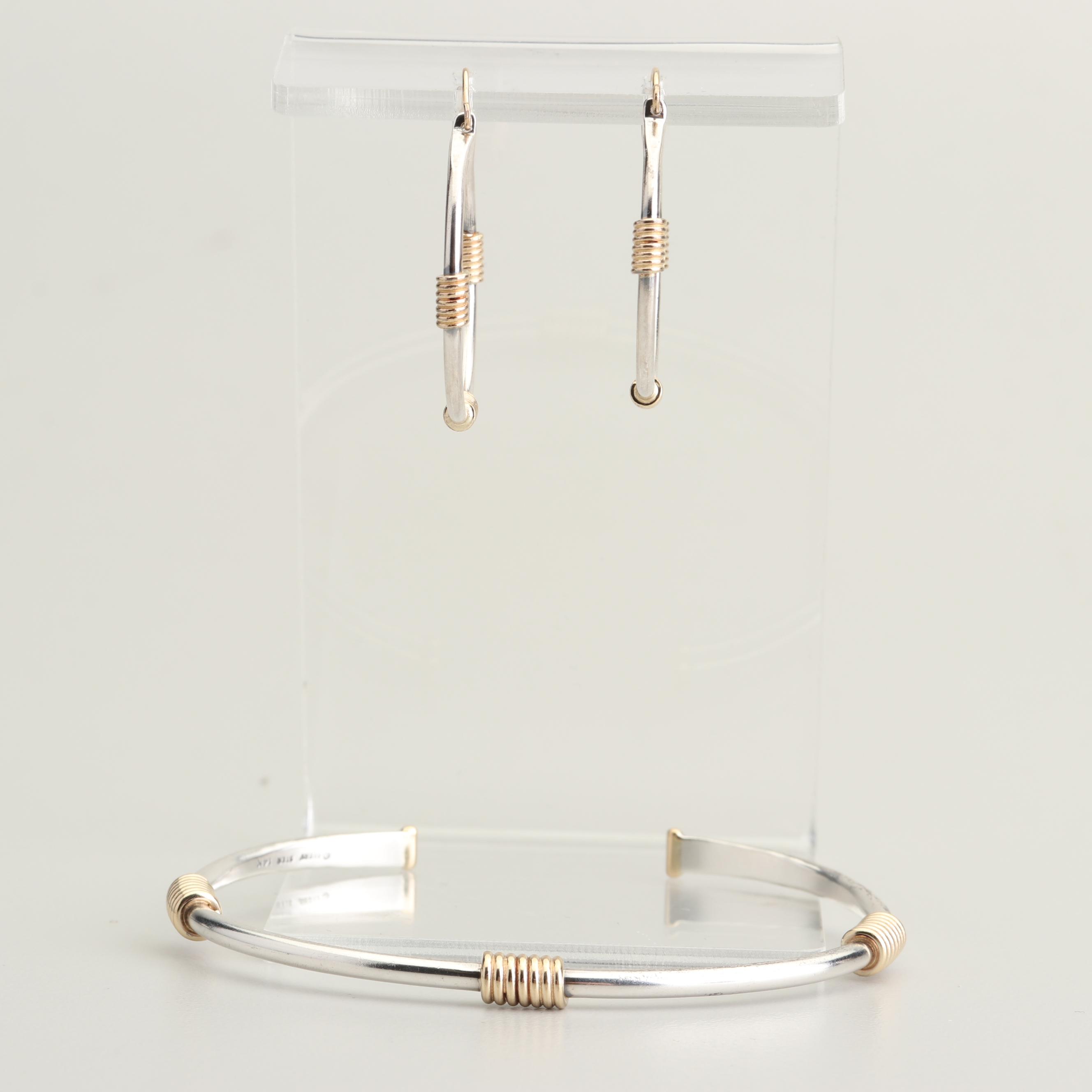 James Avery Sterling Silver and 14K Yellow Gold Coil Jewelry Set