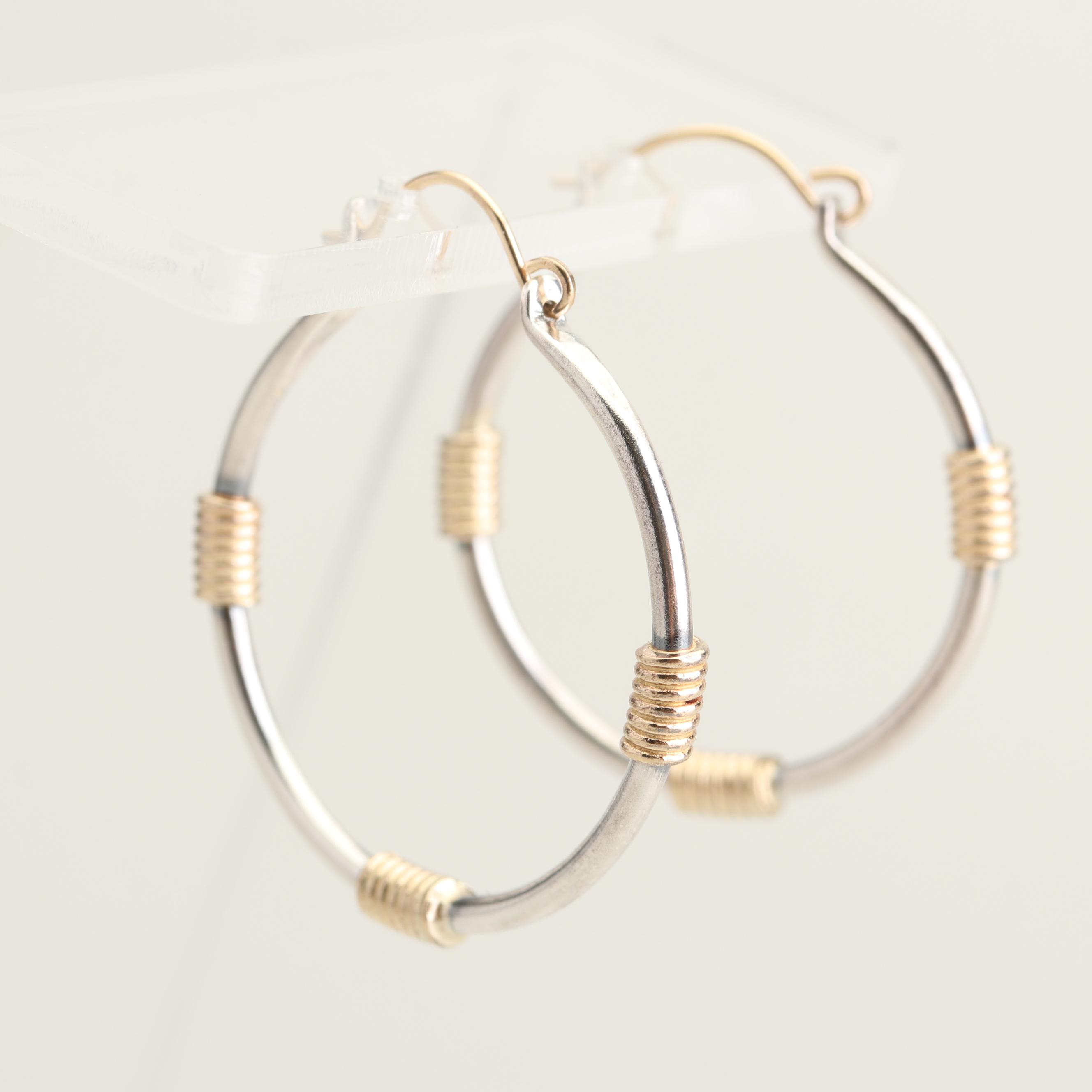 James Avery Sterling Silver and 14K Yellow Gold Coil Jewelry Set