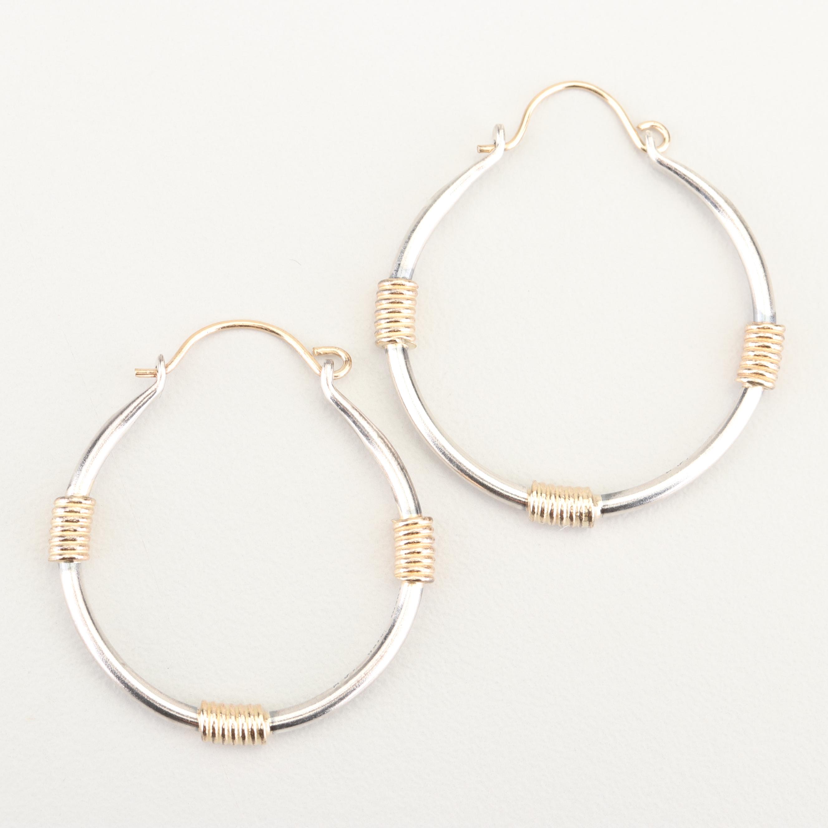 James Avery Sterling Silver and 14K Yellow Gold Coil Jewelry Set