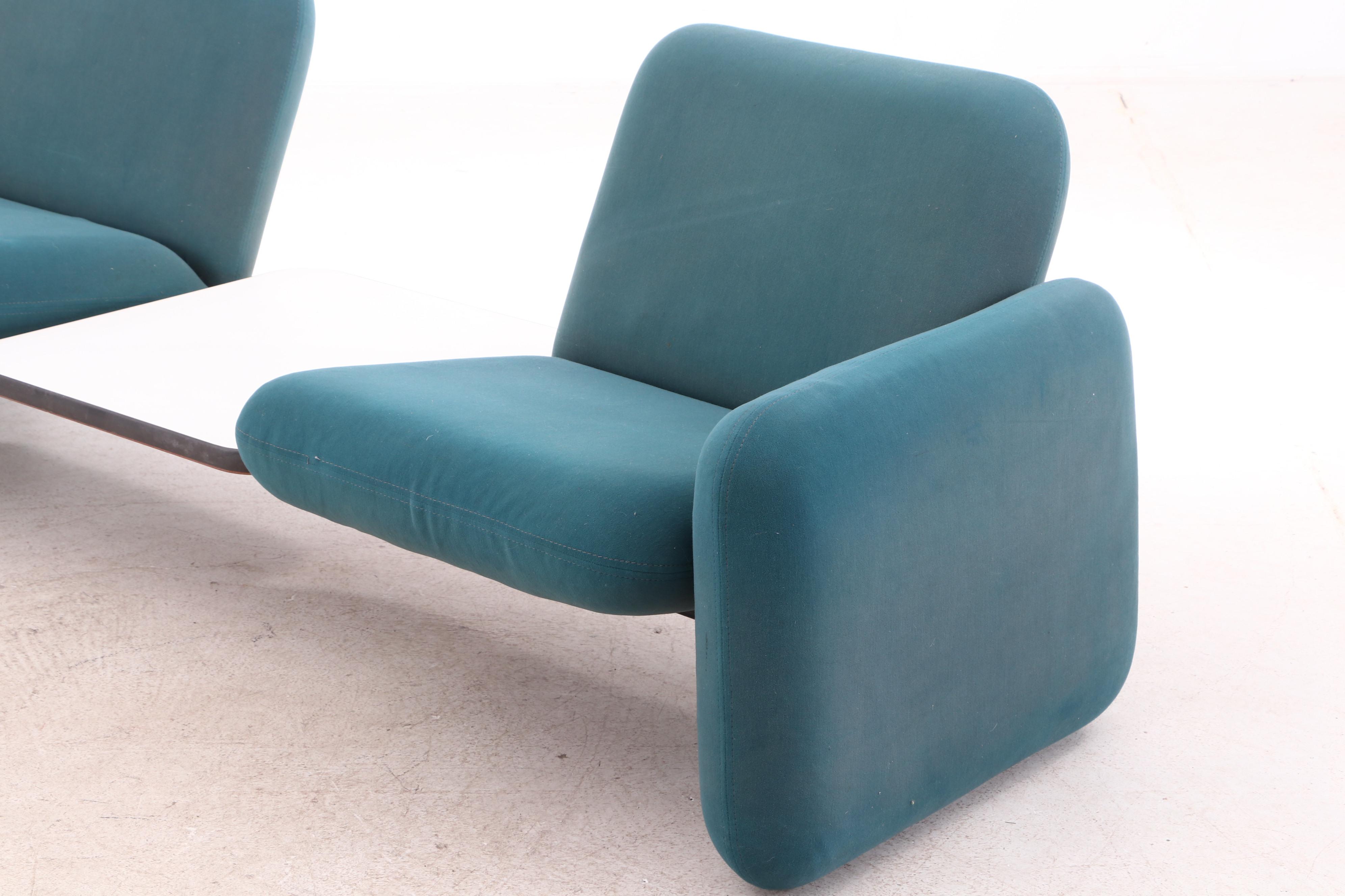 Ray Wilkes for Herman Miller "Chiclet" Wool Upholstered Chairs with Center Table