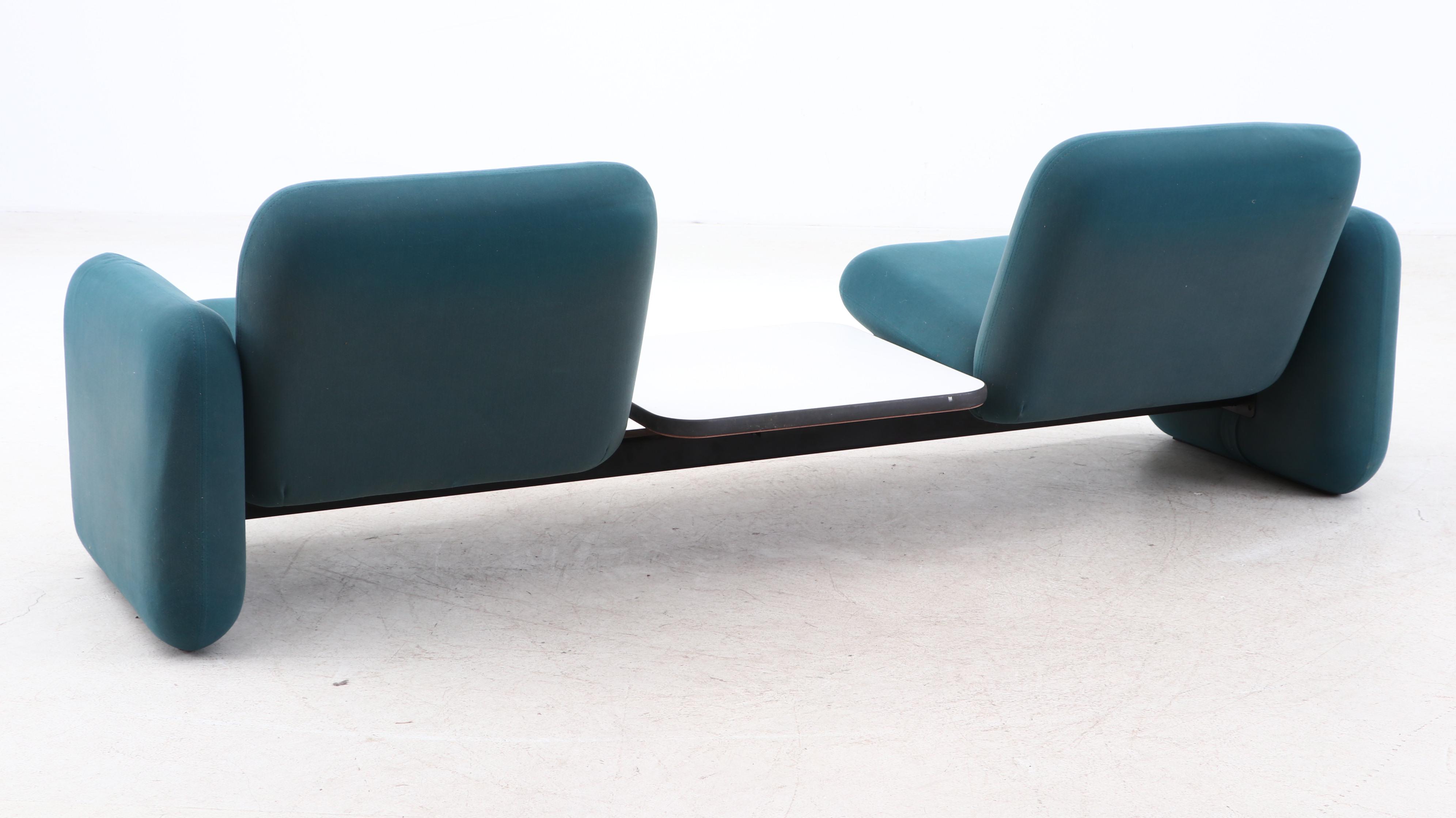 Ray Wilkes for Herman Miller "Chiclet" Wool Upholstered Chairs with Center Table