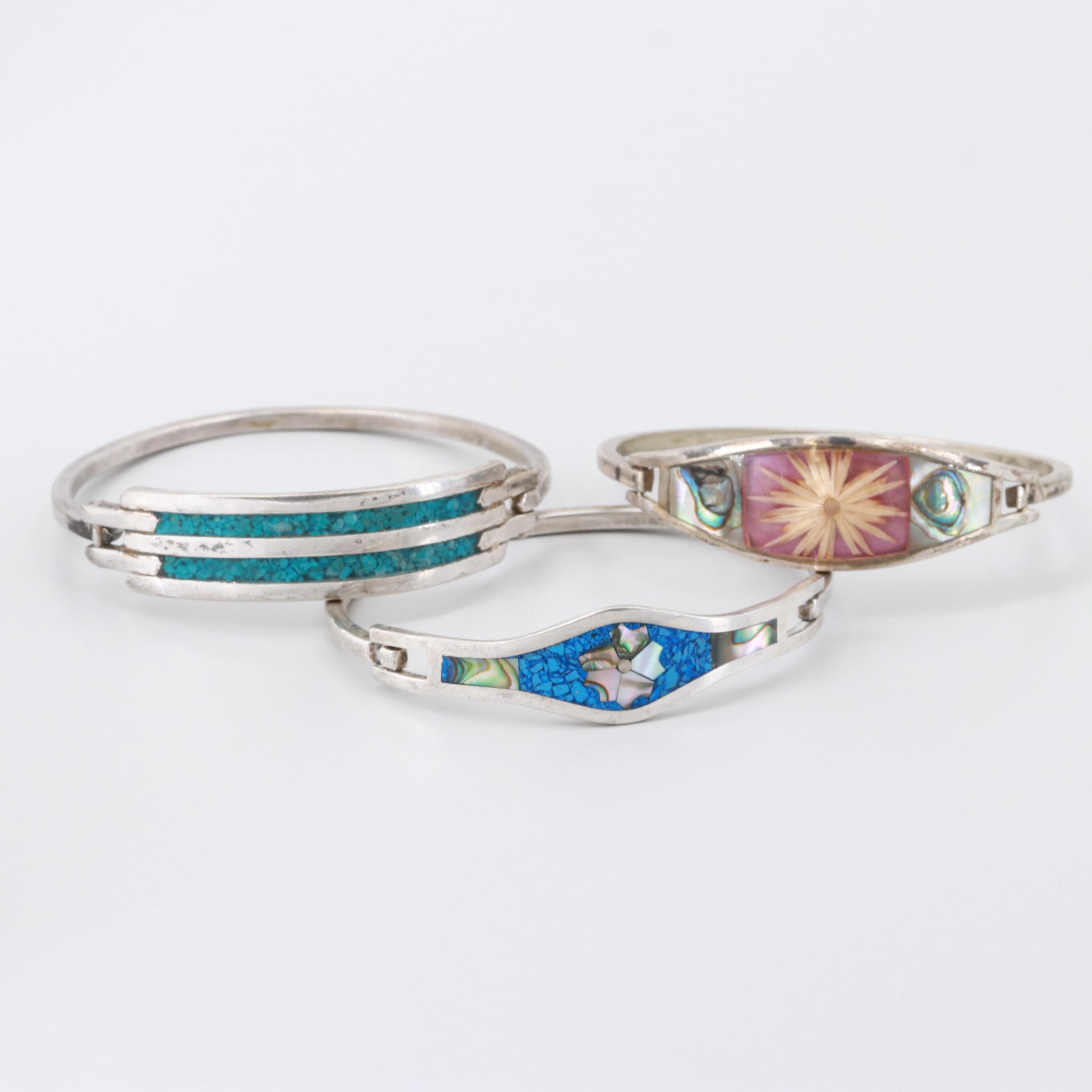 Bracelets Featuring Taxco Mexico, Turquoise, Abalone and Mother of Pearl