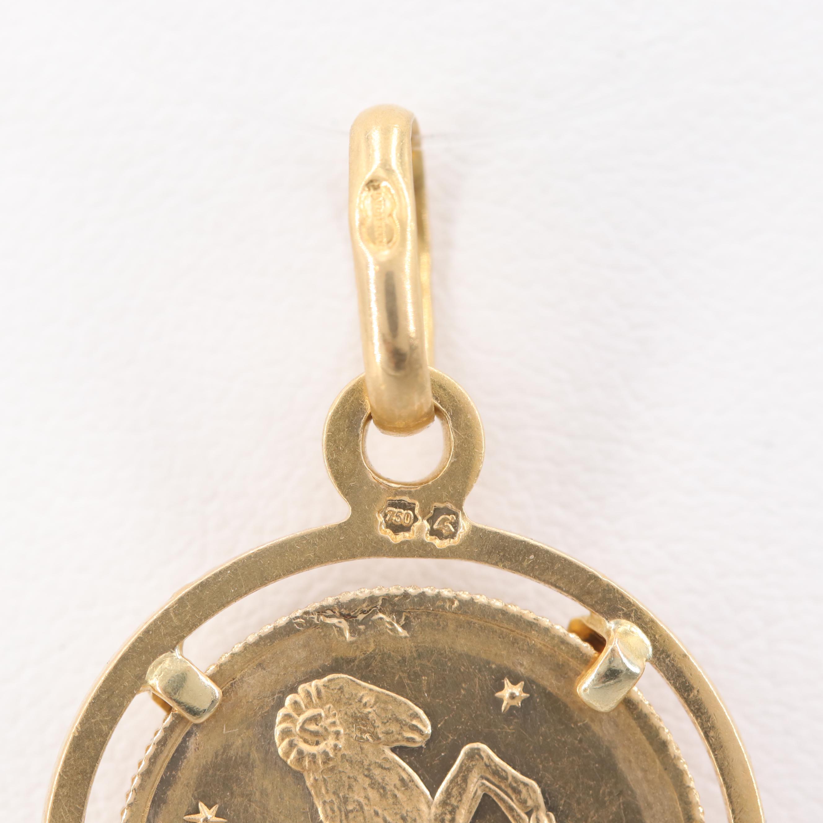 Giampaoli 18K Yellow Gold Aries-Themed Coin Charm