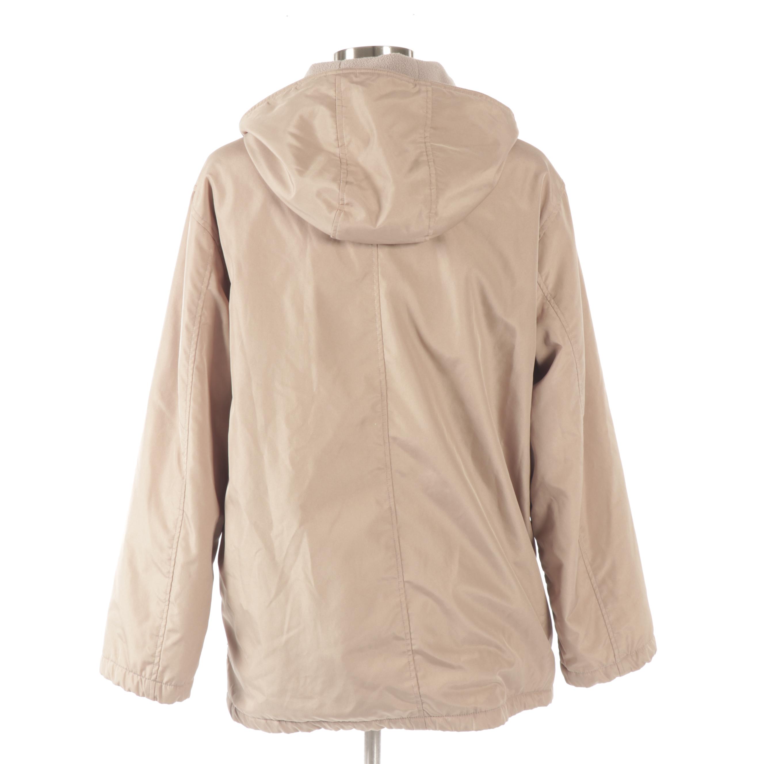 Women's Prada Beige Zip-Up Windbreaker Hooded Jacket