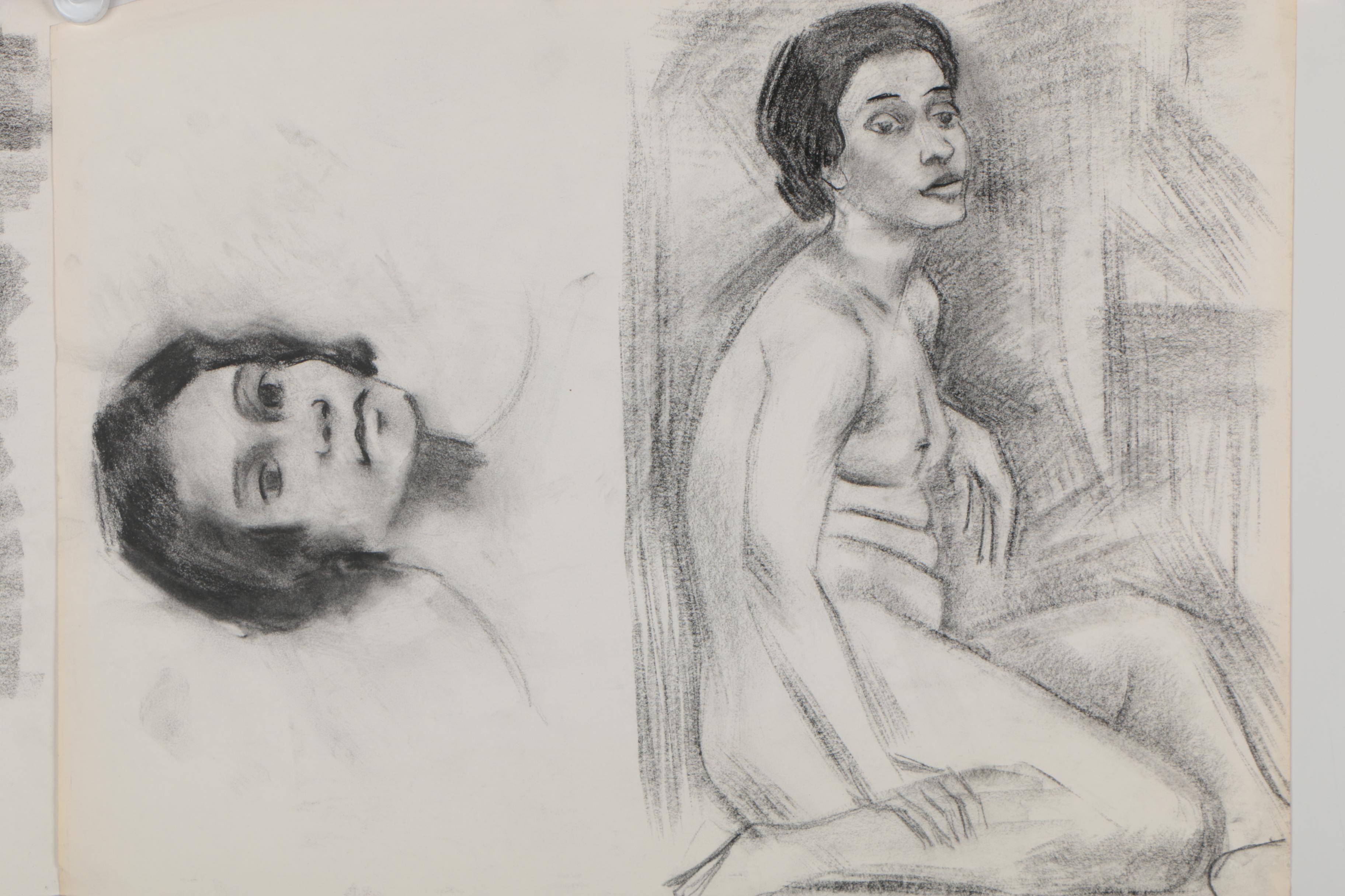 Arthur Helwig Charcoal Figure Study Drawings